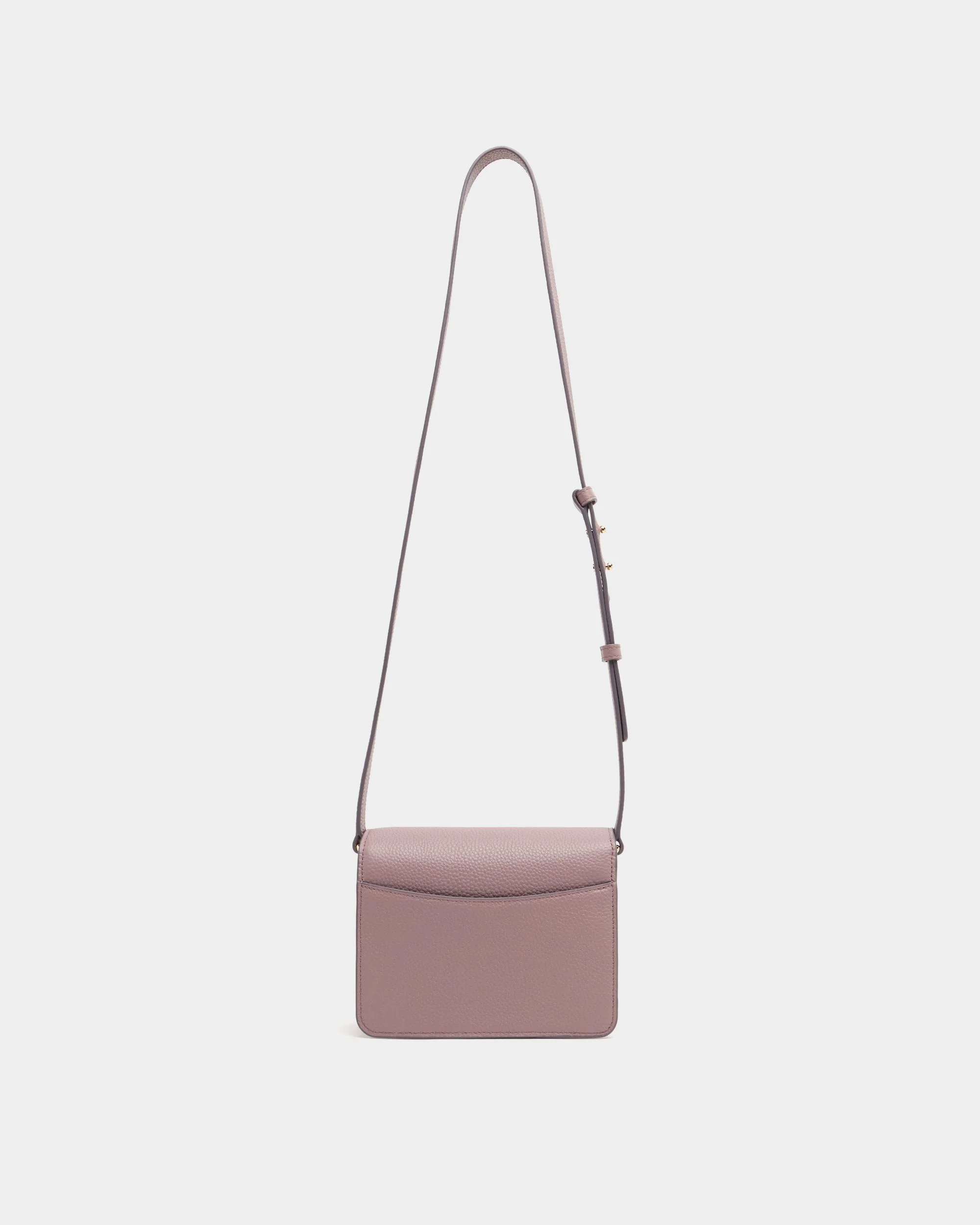Small Crossbody Bag in Light Mauve Grained Leather - Image 2