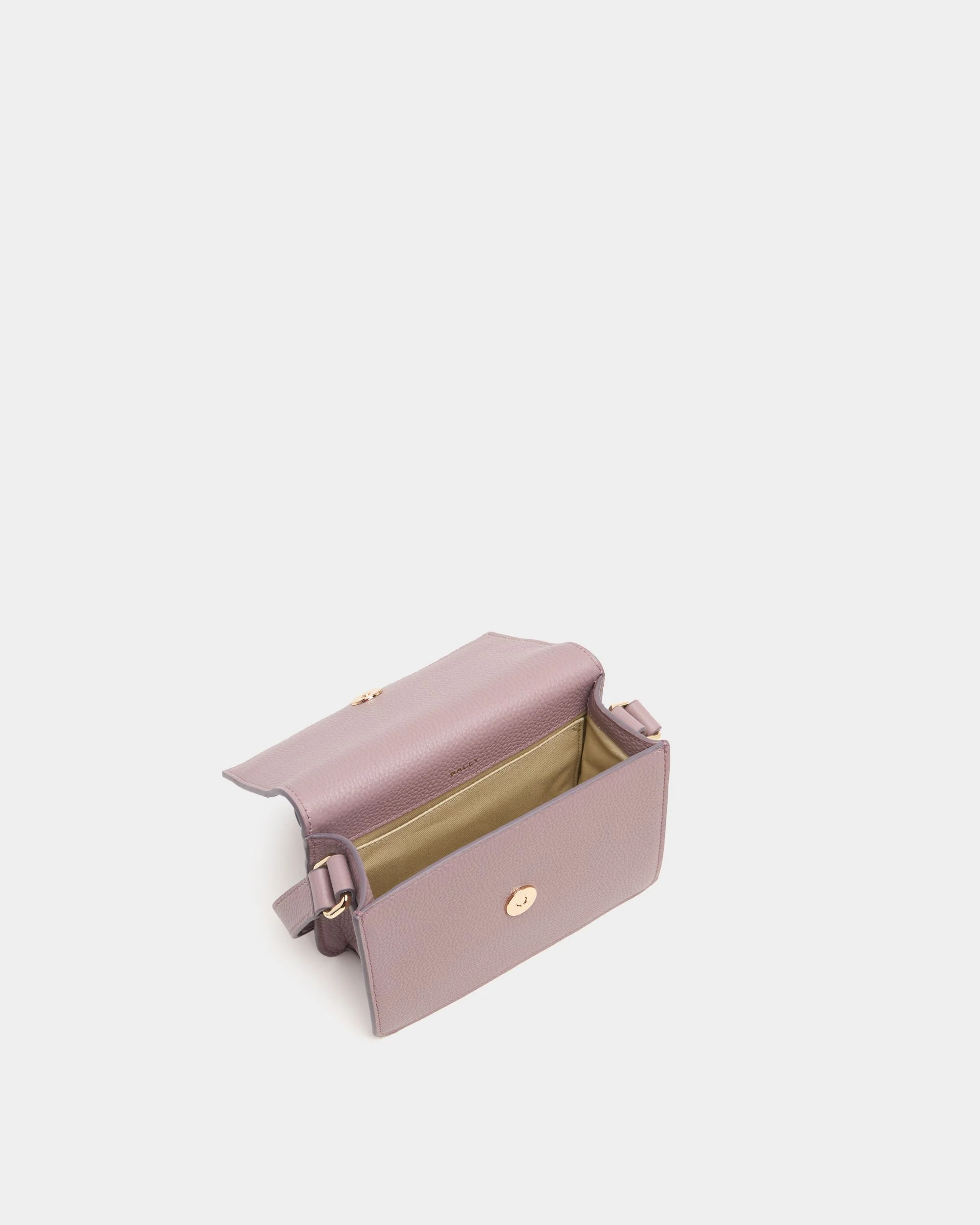 Small Crossbody Bag in Light Mauve Grained Leather - Image 4