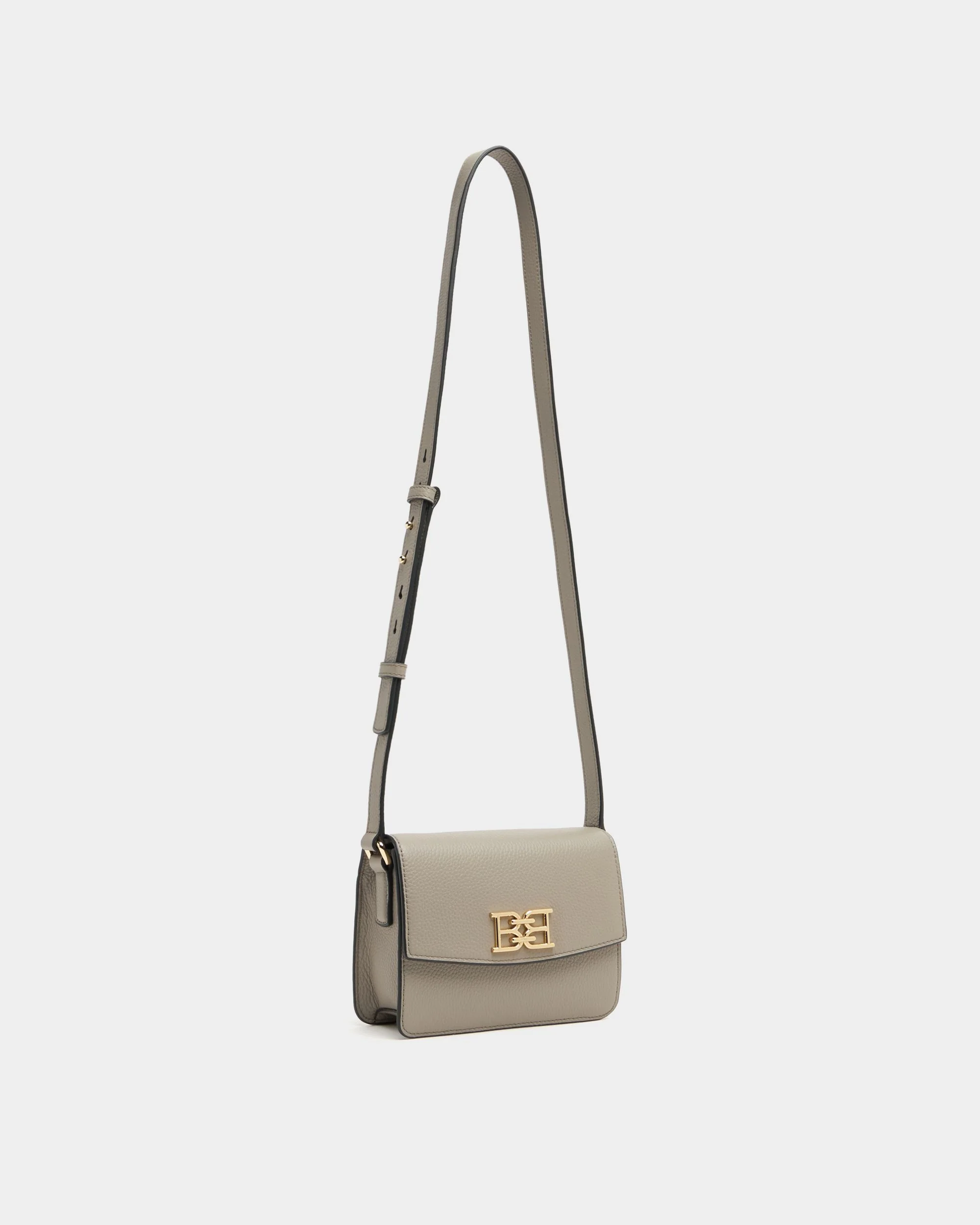Small Crossbody Bag in Taupe Grained Leather - Image 4