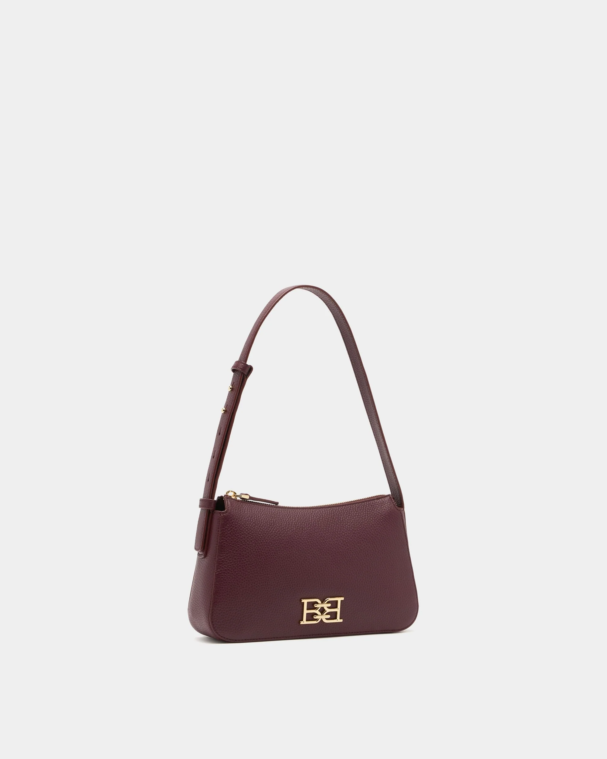 Small Shoulder Bag in Dark Bordeaux Grained Leather - Image 3
