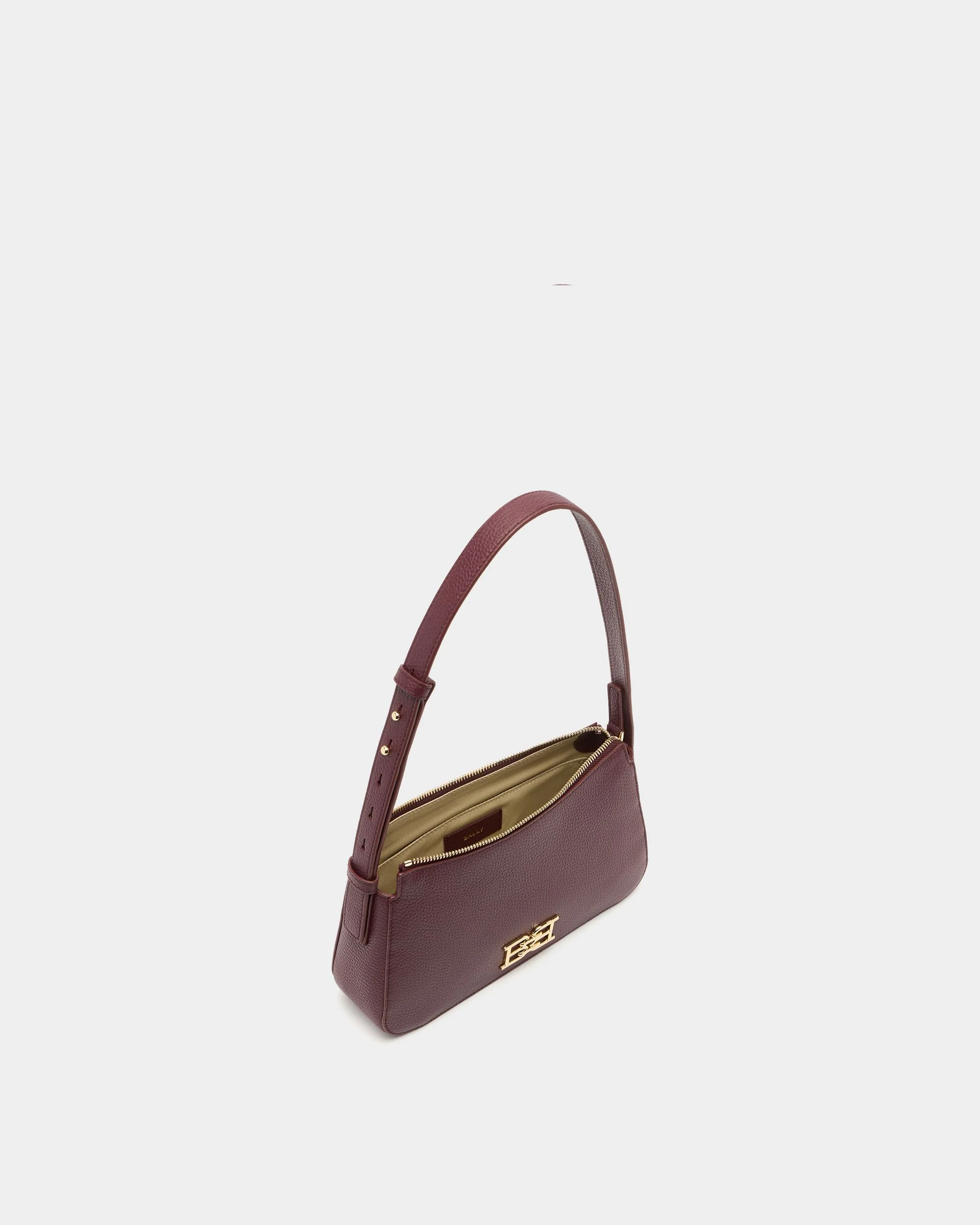 Small Shoulder Bag in Dark Bordeaux Grained Leather - Image 4
