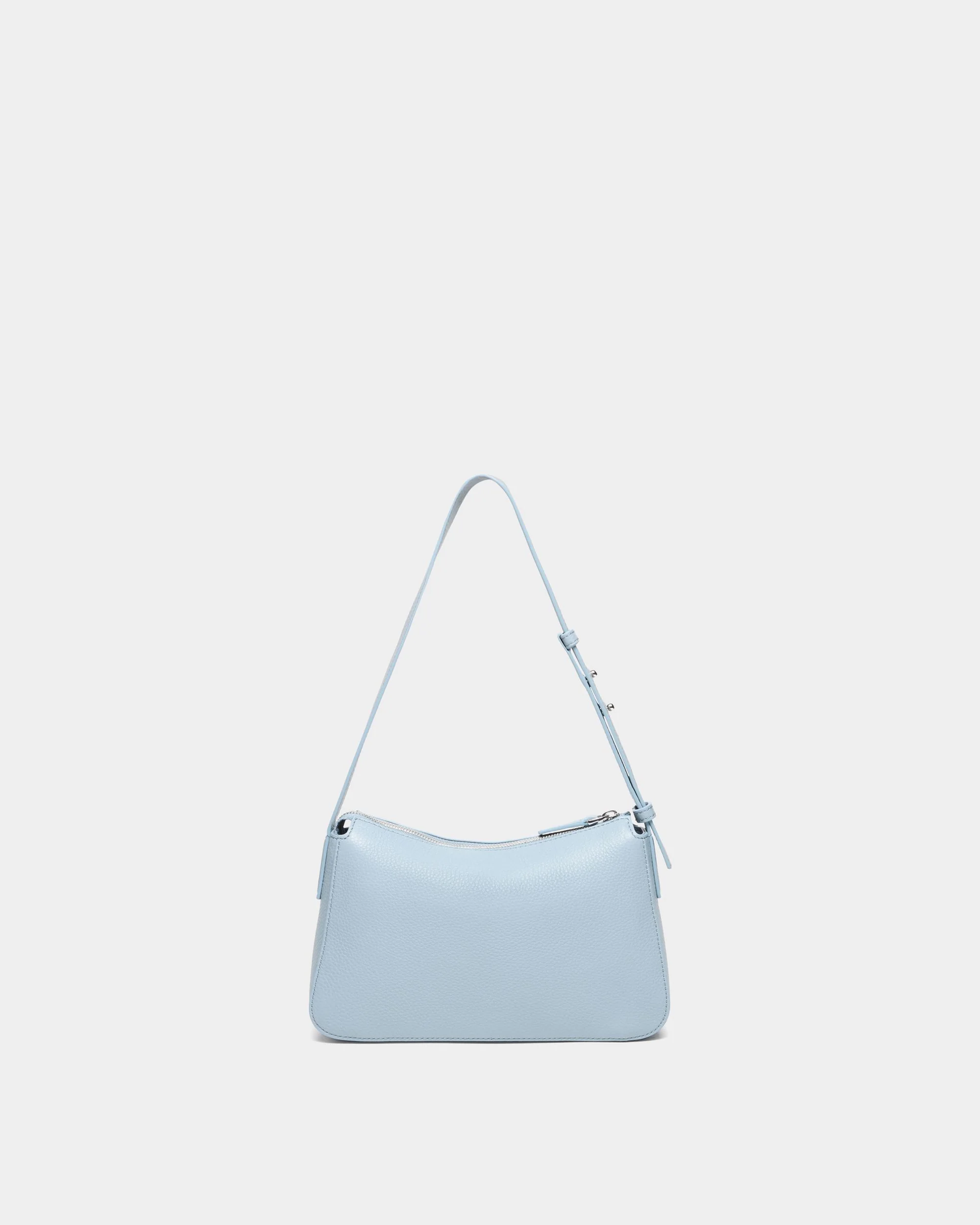Small Shoulder Bag In Light Blue Grained leather - Image 2
