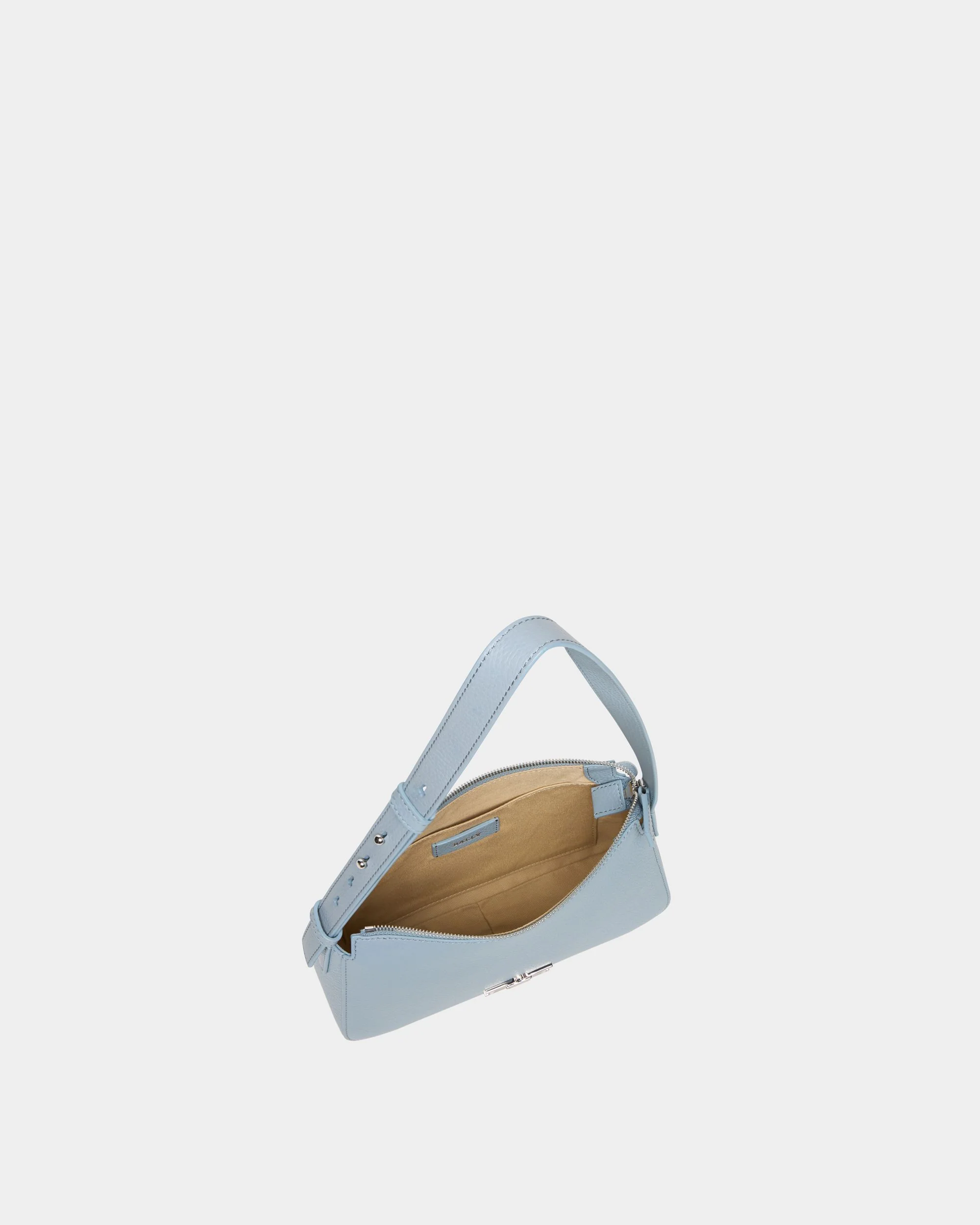 Small Shoulder Bag In Light Blue Grained leather - Image 4