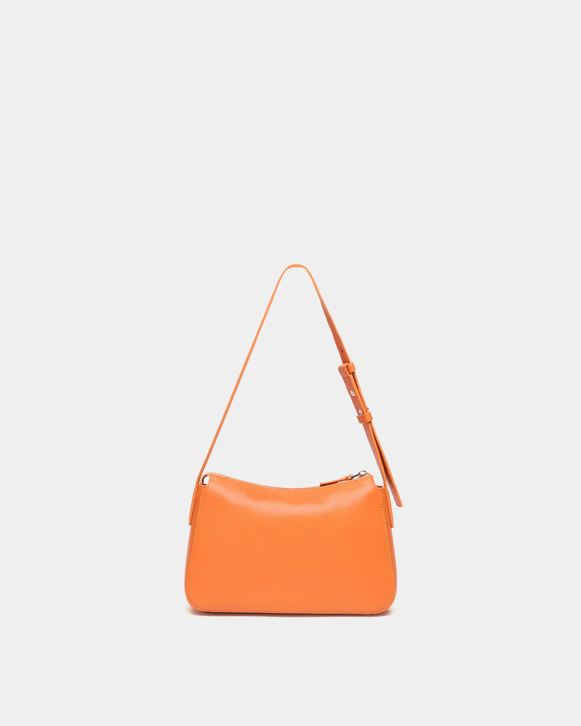 Small Shoulder Bag In Orange Grained Leather - Image 2
