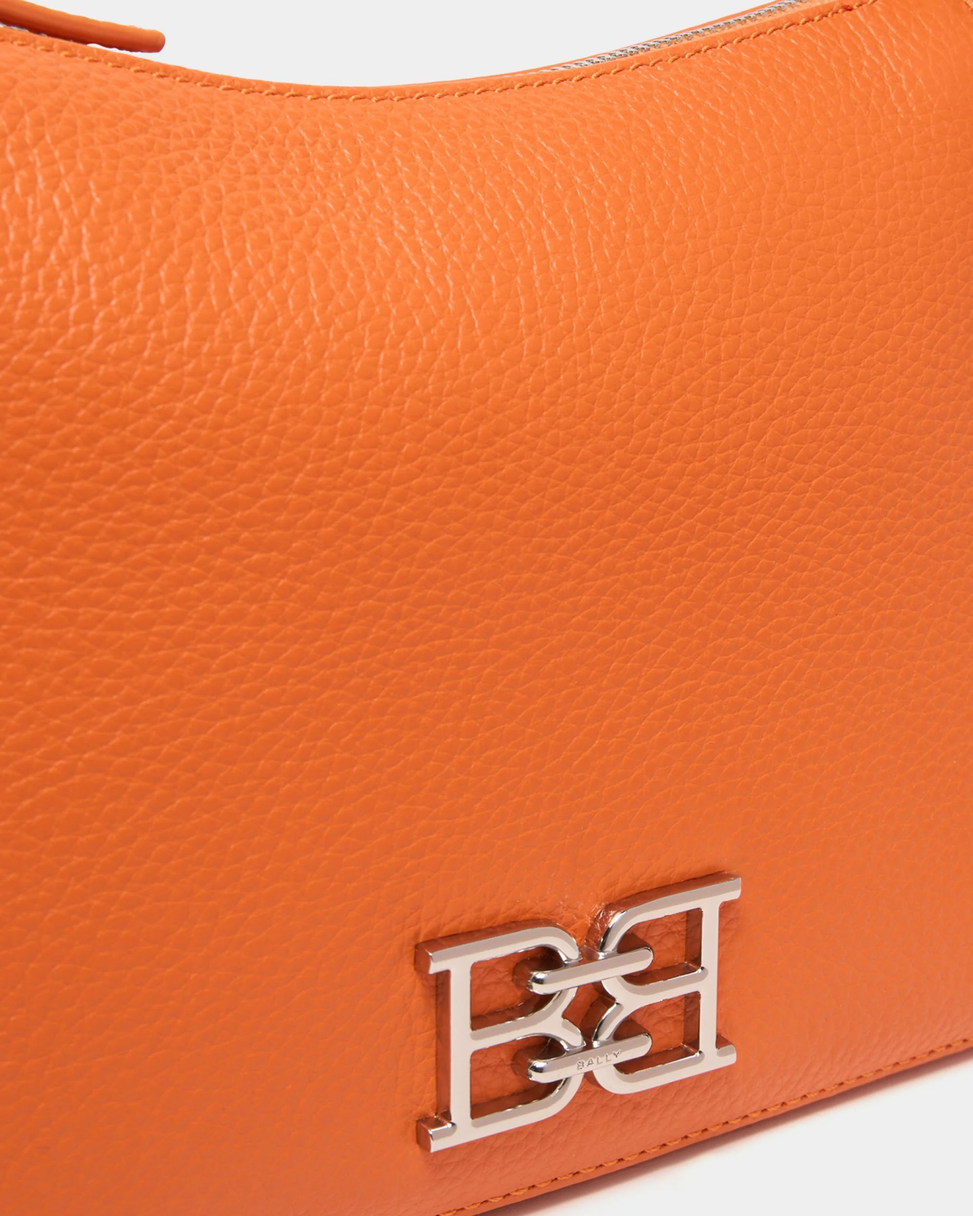 Small Shoulder Bag In Orange Grained Leather - Image 5