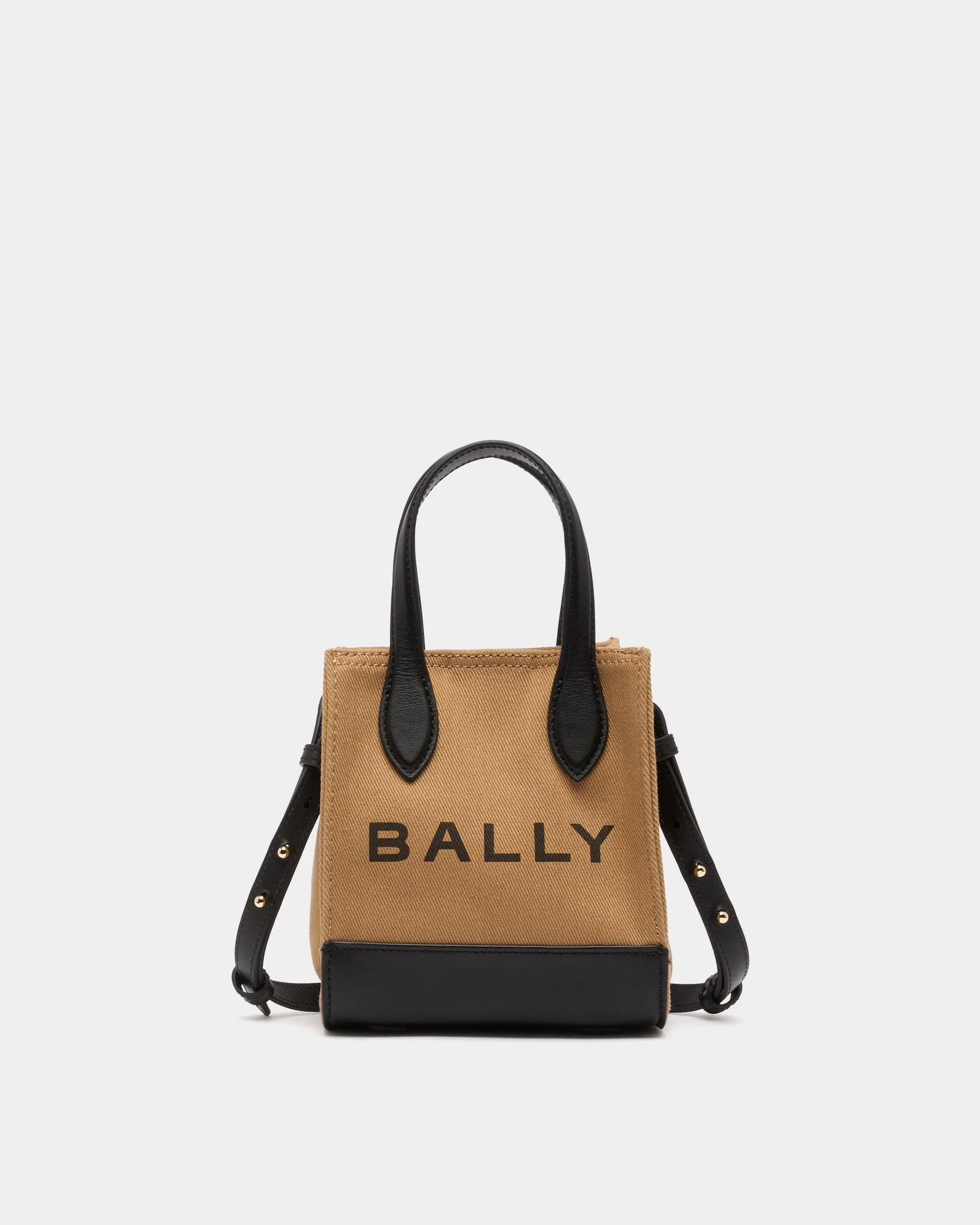 Small Tote Bag In Beige Canvas and Leather