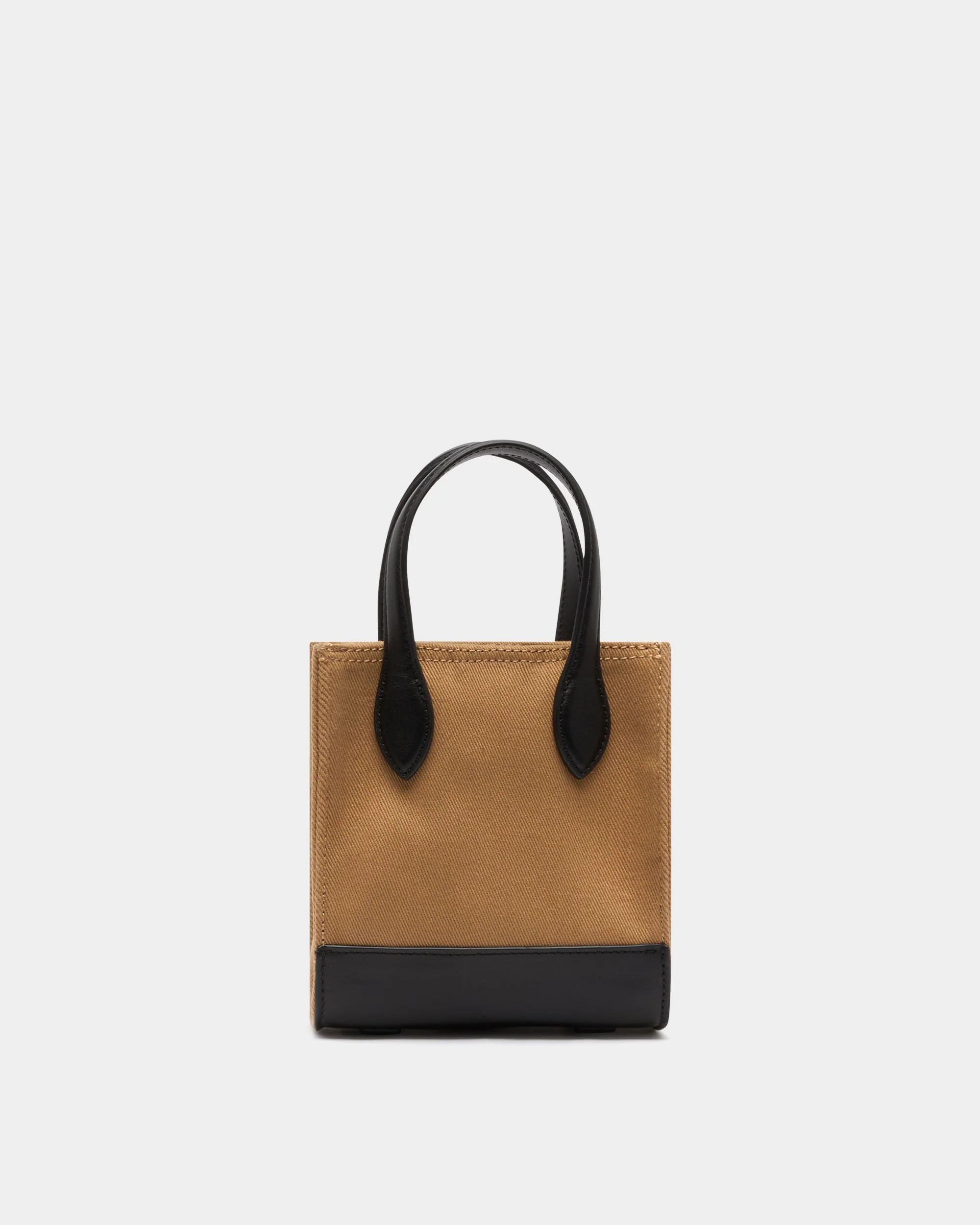 Small Tote Bag In Beige Canvas and Leather - Image 2