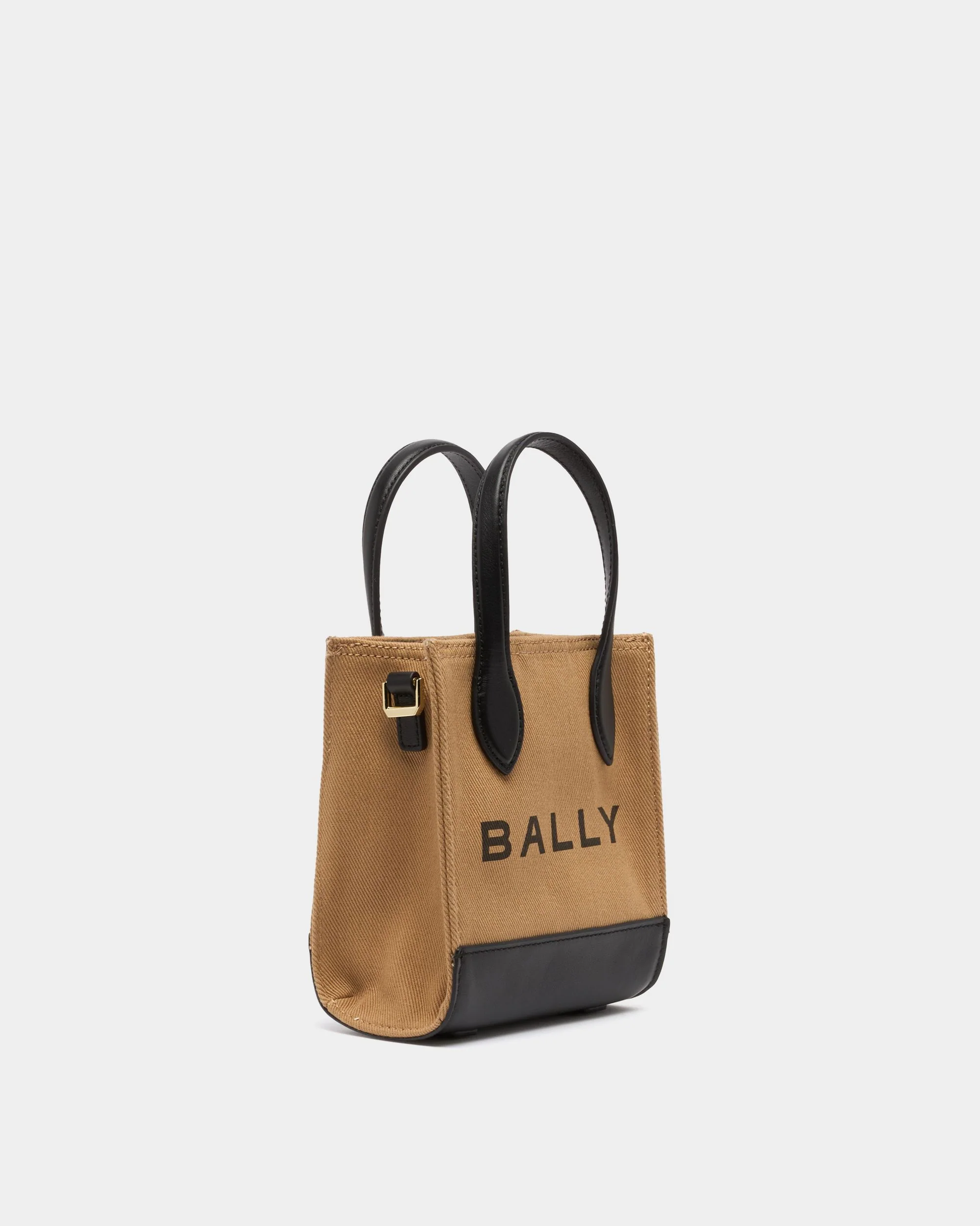 Small Tote Bag In Beige Canvas and Leather - Image 3
