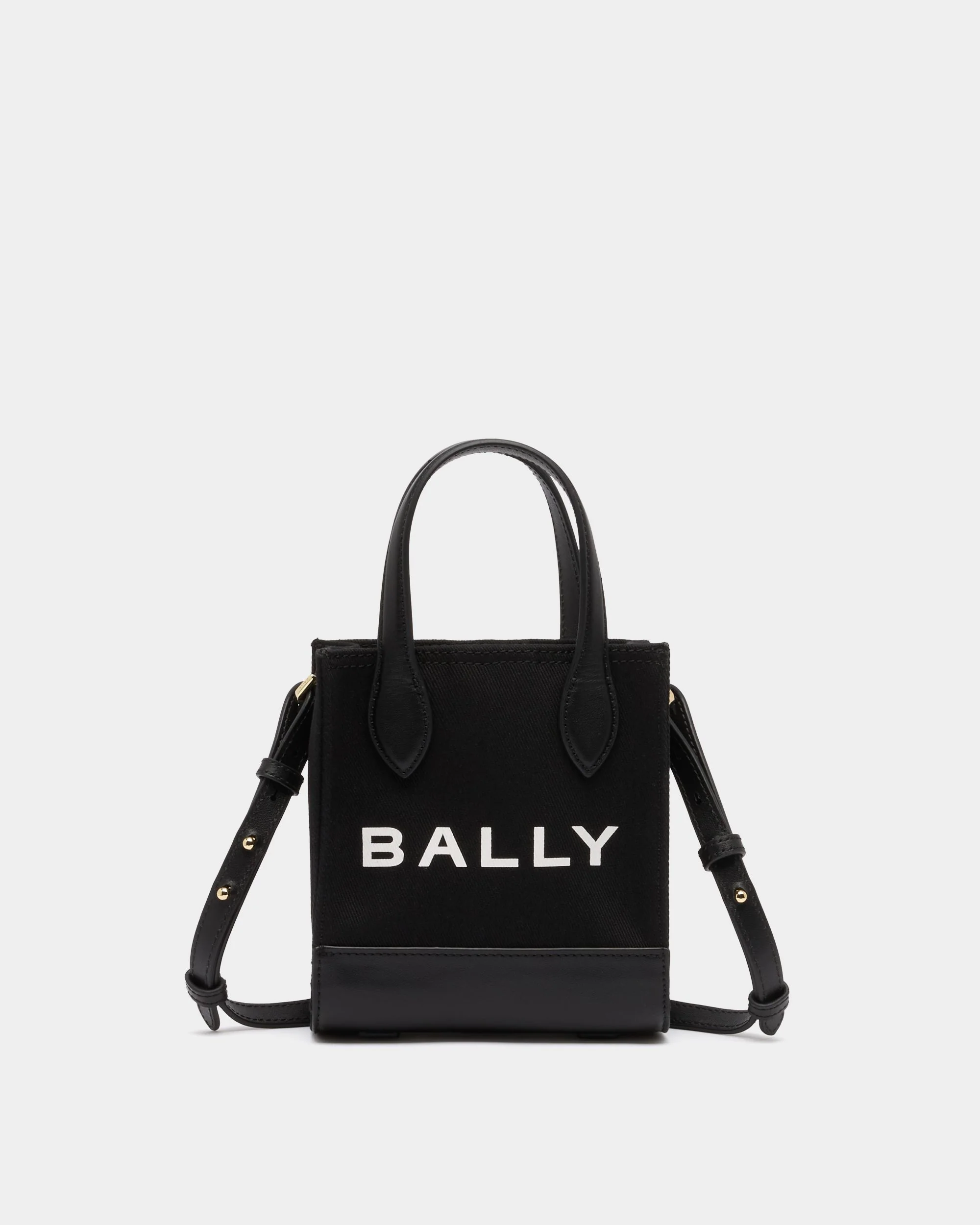 Small Tote Bag In Black Canvas and Leather