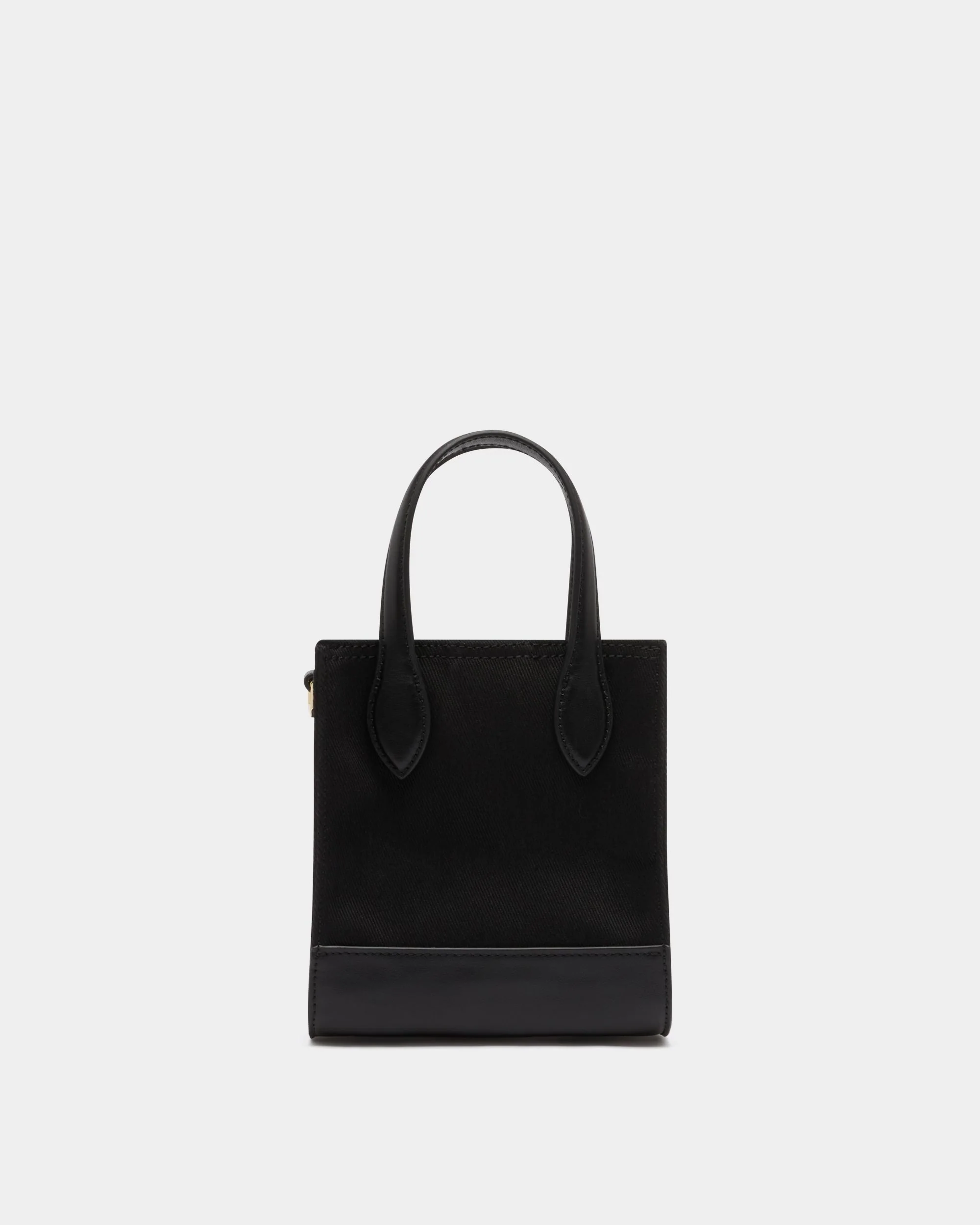 Small Tote Bag In Black Canvas and Leather - Image 2