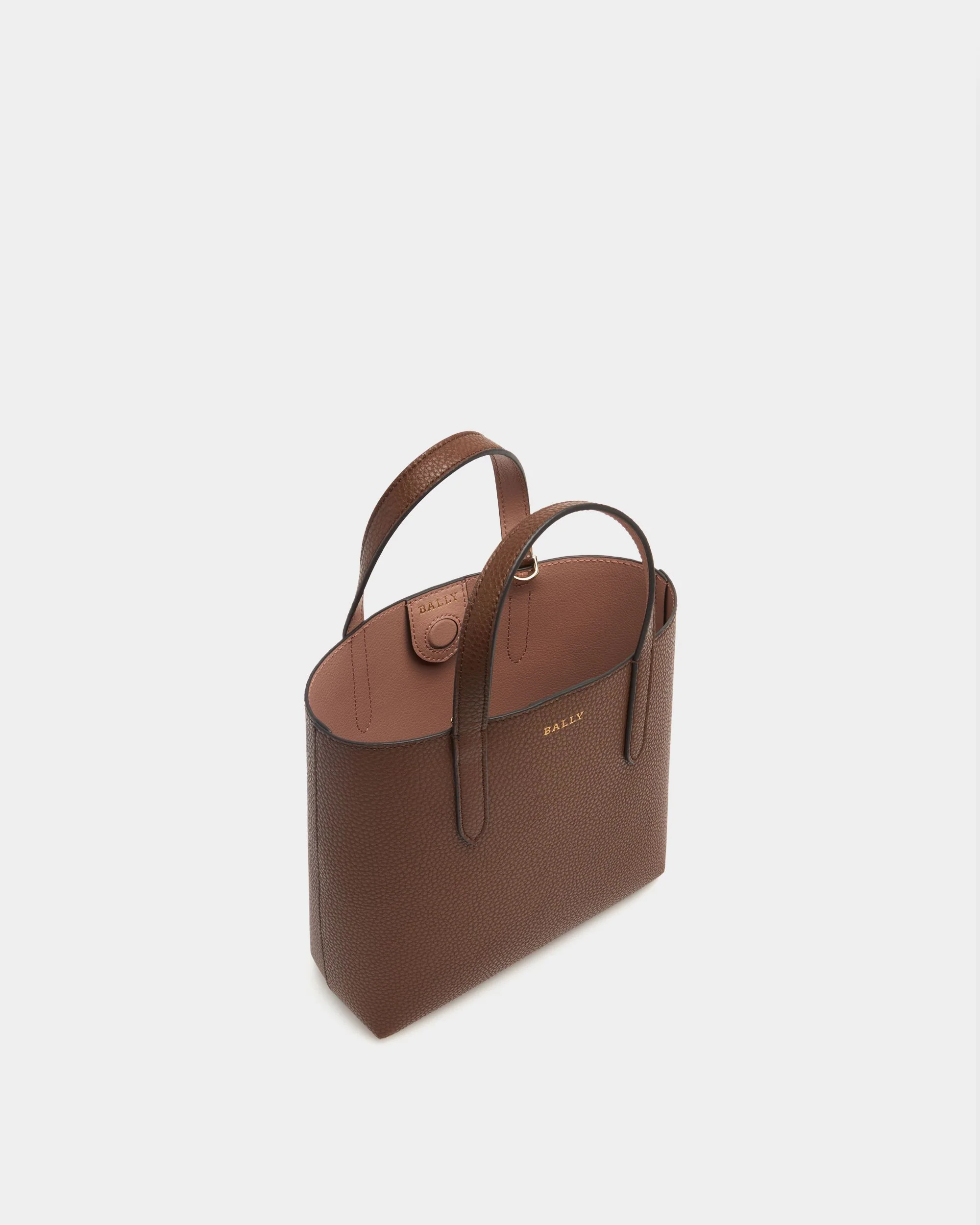 Small Tote Bag in Brown Grained Leather - Image 5