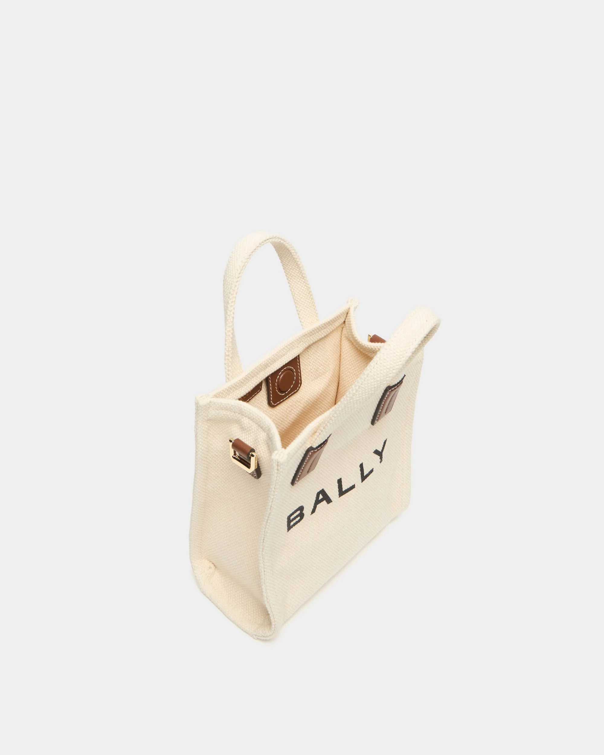 Small Tote Bag In Ivory Canvas - Image 4