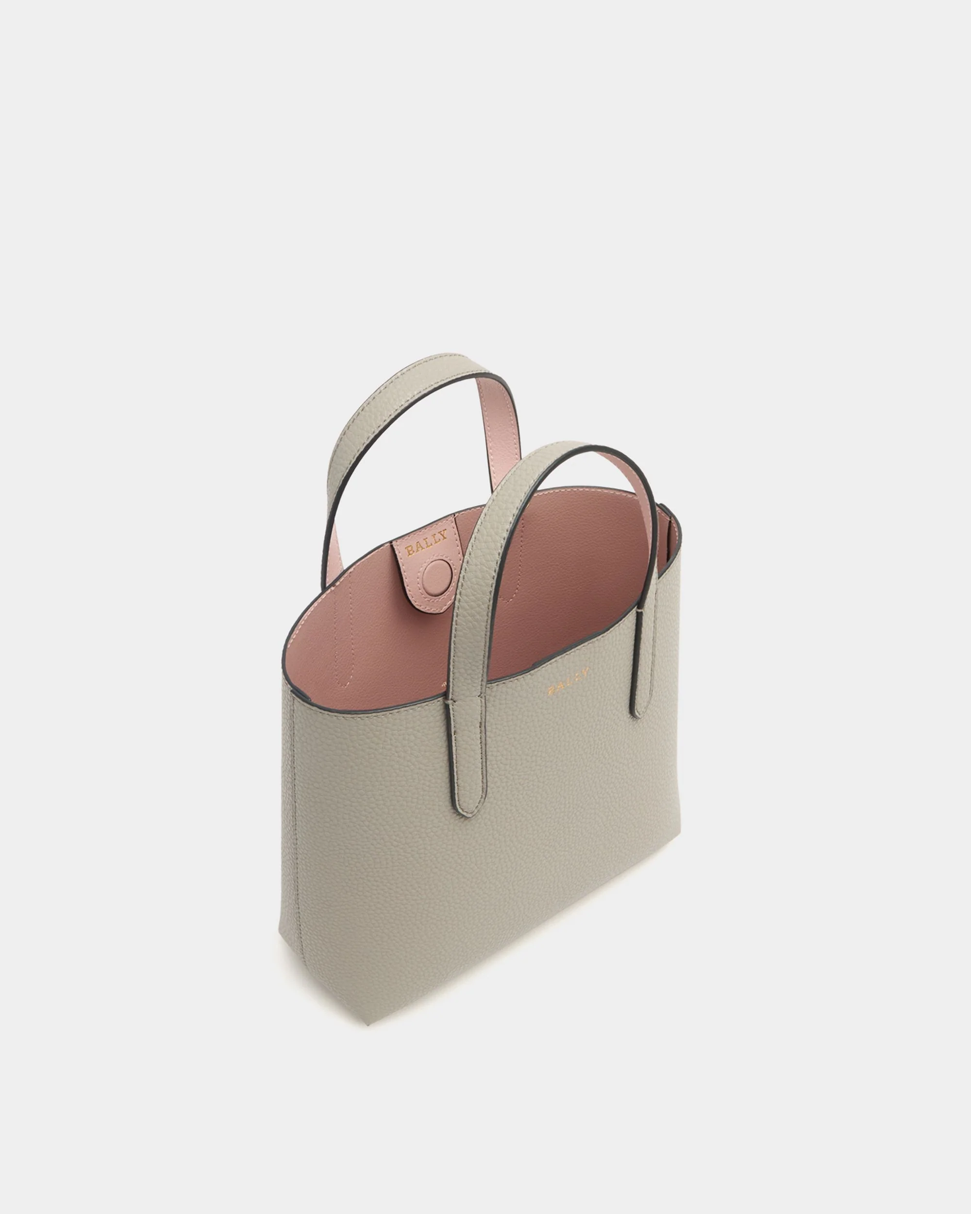 Small Tote Bag in Taupe Grained Leather - Image 5