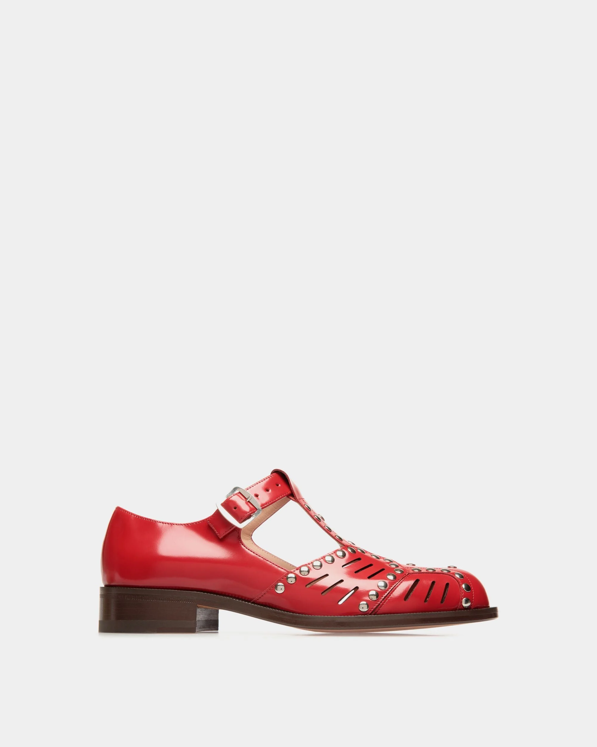Spiegel Flat Sandal in Red Leather