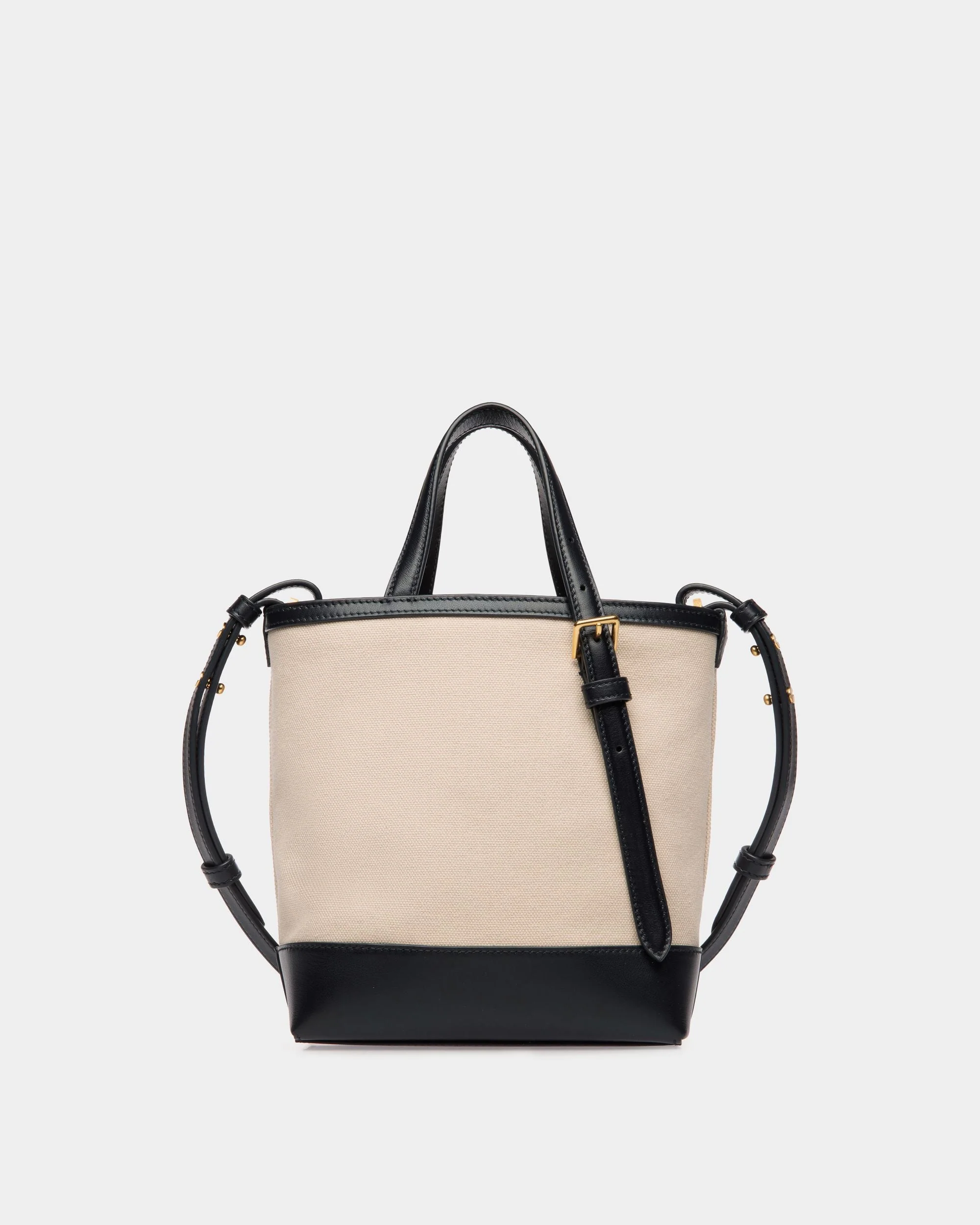 Summer Capsule Small Tote Bag In Natural And Navy Blue Canvas And Leather - Image 2