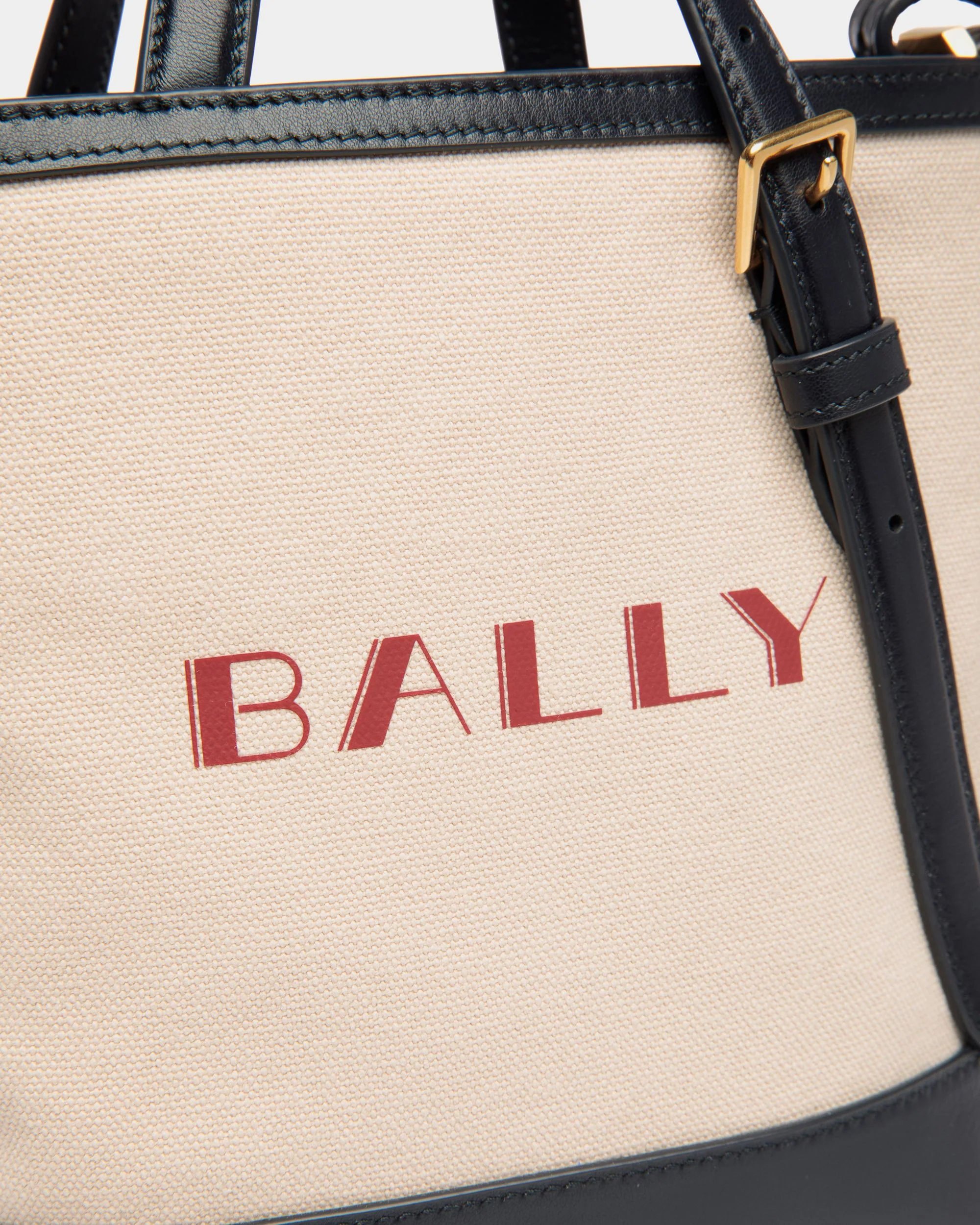 Summer Capsule Small Tote Bag In Natural And Navy Blue Canvas And Leather - Image 4