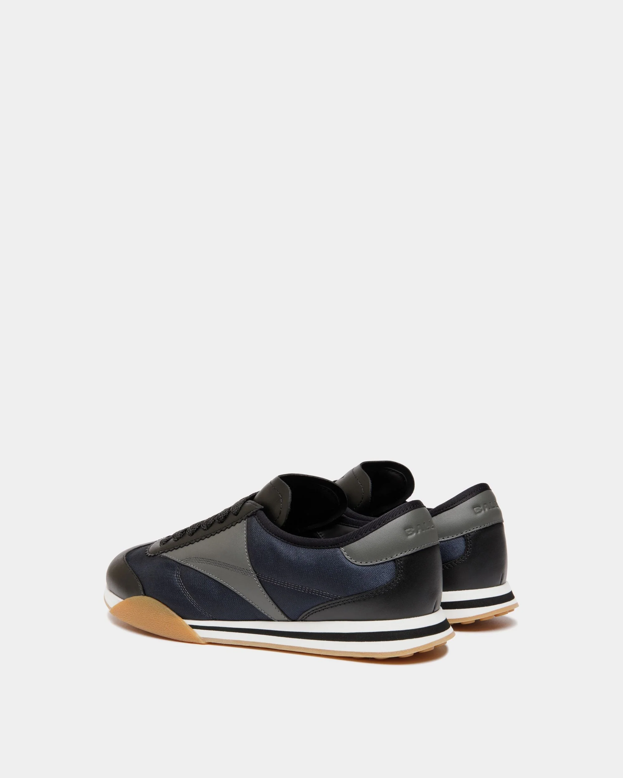 Sussex Sneaker In Black And Navy Blue Leather And Fabric - Image 4