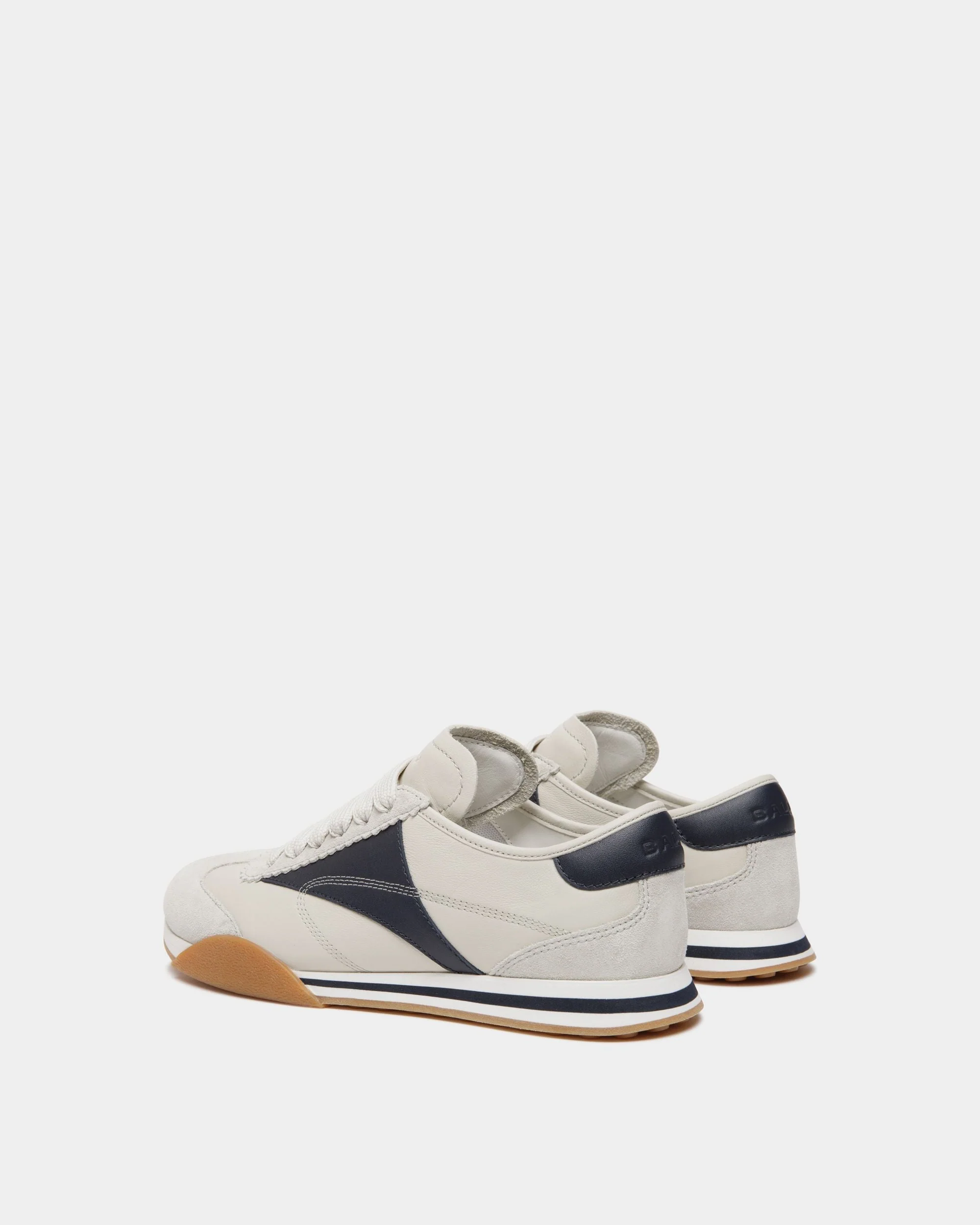 Sussex Sneaker In White And Navy Blue Leather - Image 3