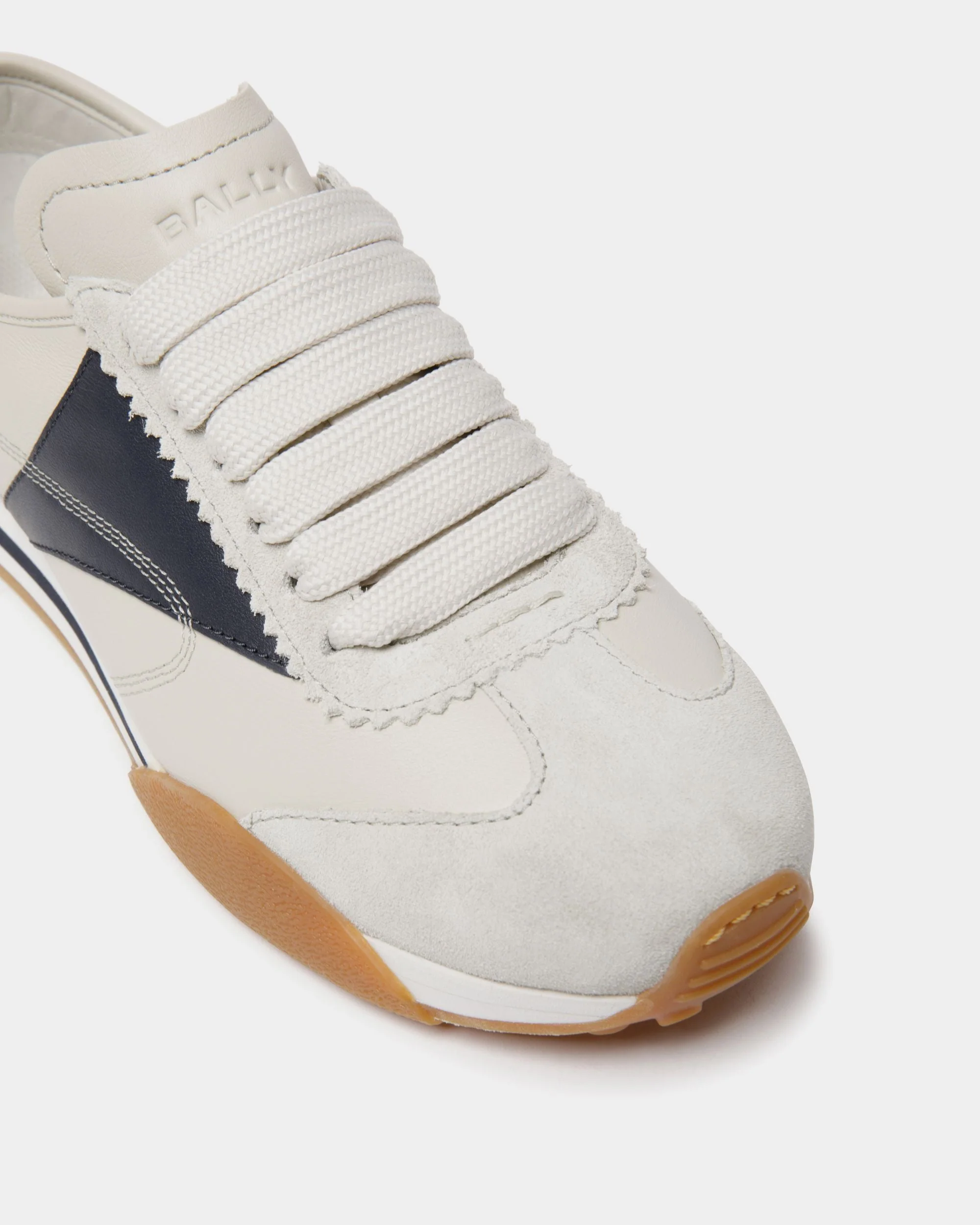 Sussex Sneaker In White And Navy Blue Leather - Image 4