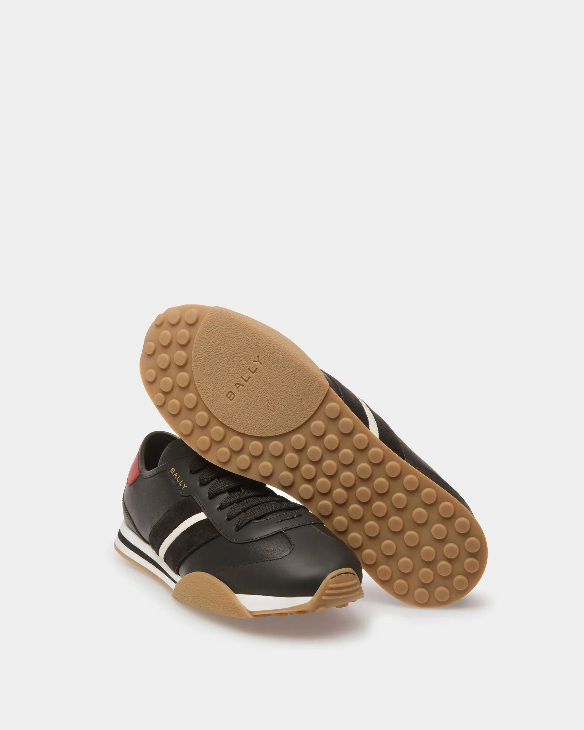 Sussex Sneakers In Black, Bone And Deep Ruby Leather - Image 3