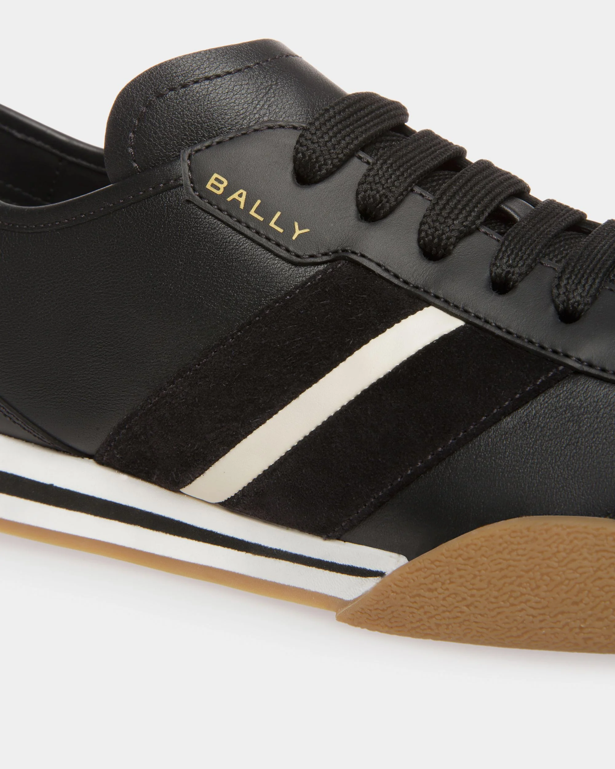 Sussex Sneakers In Black, Bone And Deep Ruby Leather - Image 4