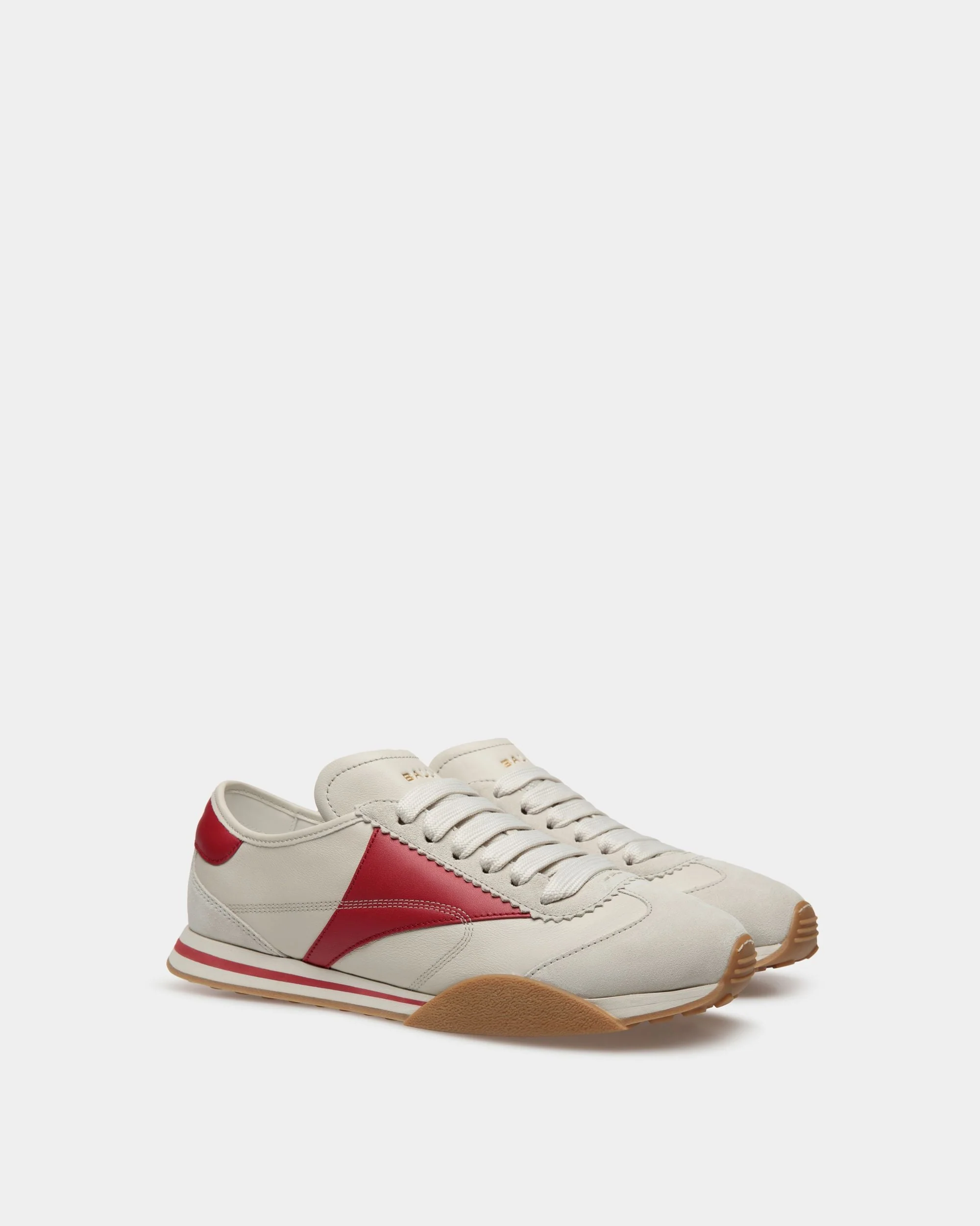 Sussex Sneakers In Dusty White And Deep Ruby Leather - Image 2