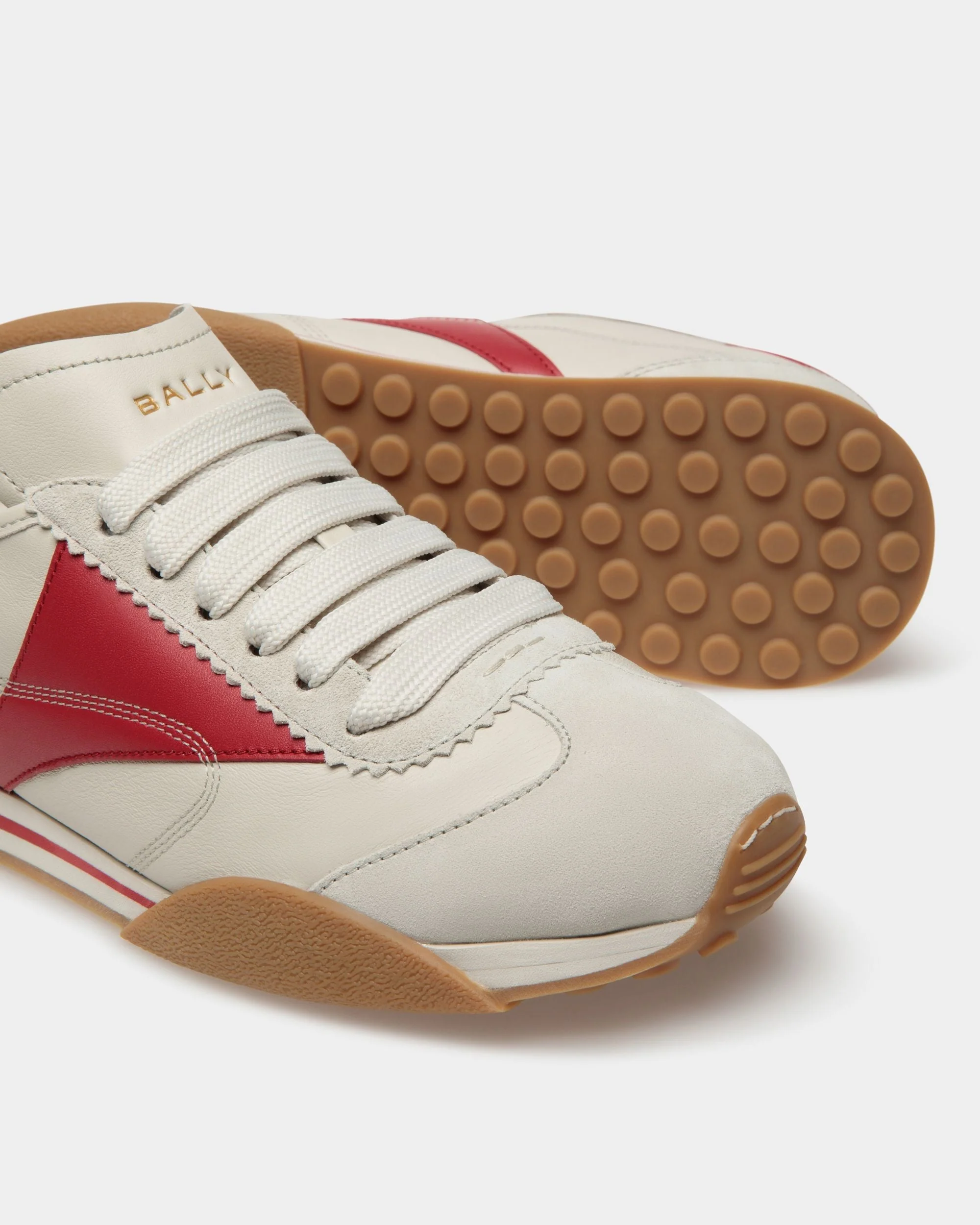 Sussex Sneakers In Dusty White And Deep Ruby Leather - Image 4
