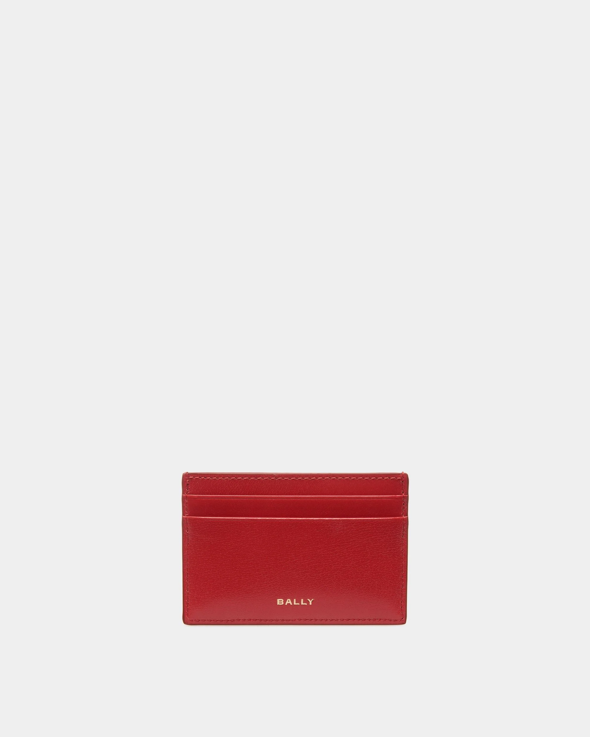 Swissness Card Holder In Red Leather with Studs - Image 2