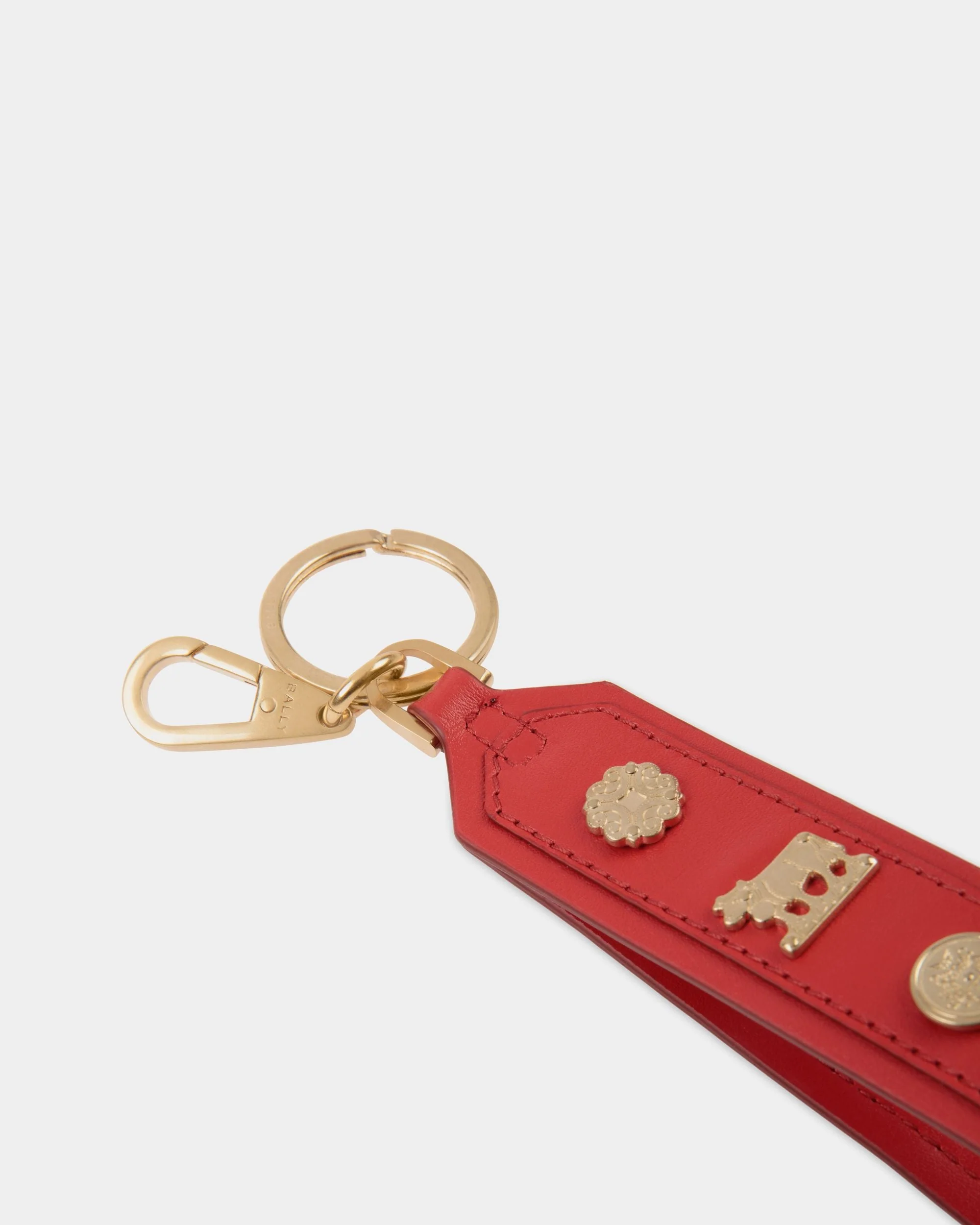 Swissness Keychain With Studs In Candy Red Leather - Image 3