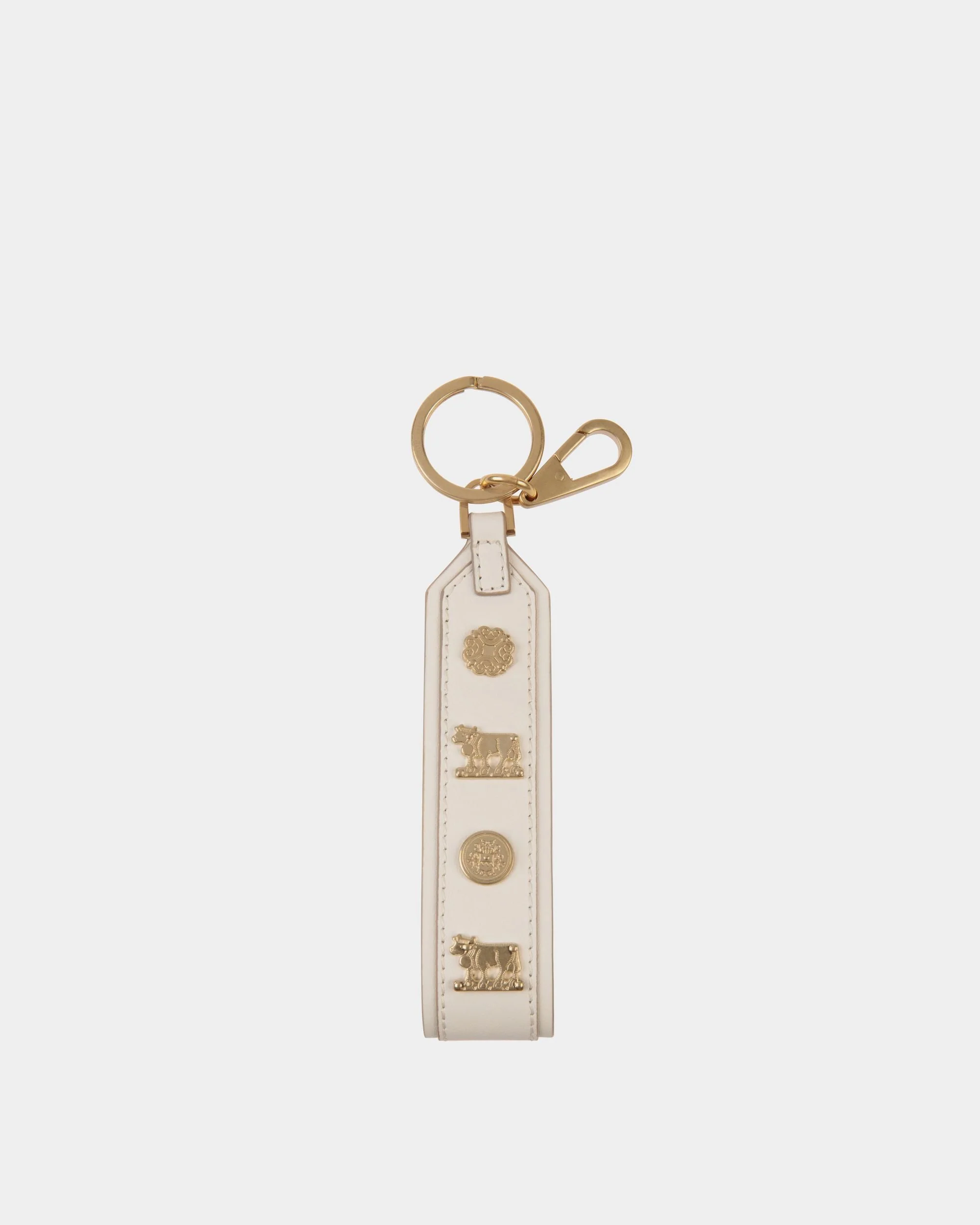 Swissness Keychain With Studs In White Leather - Image 2