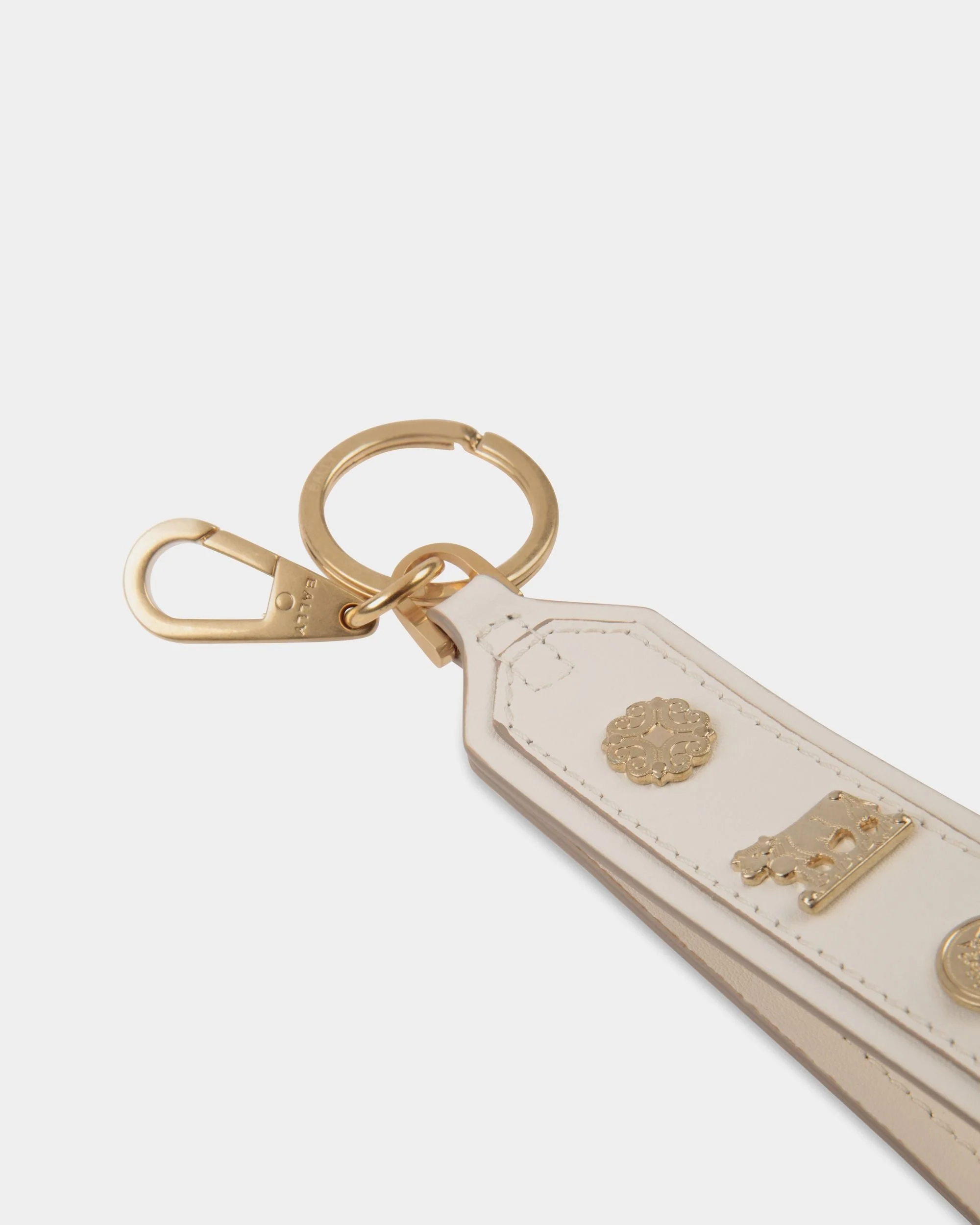 Swissness Keychain With Studs In White Leather - Image 3