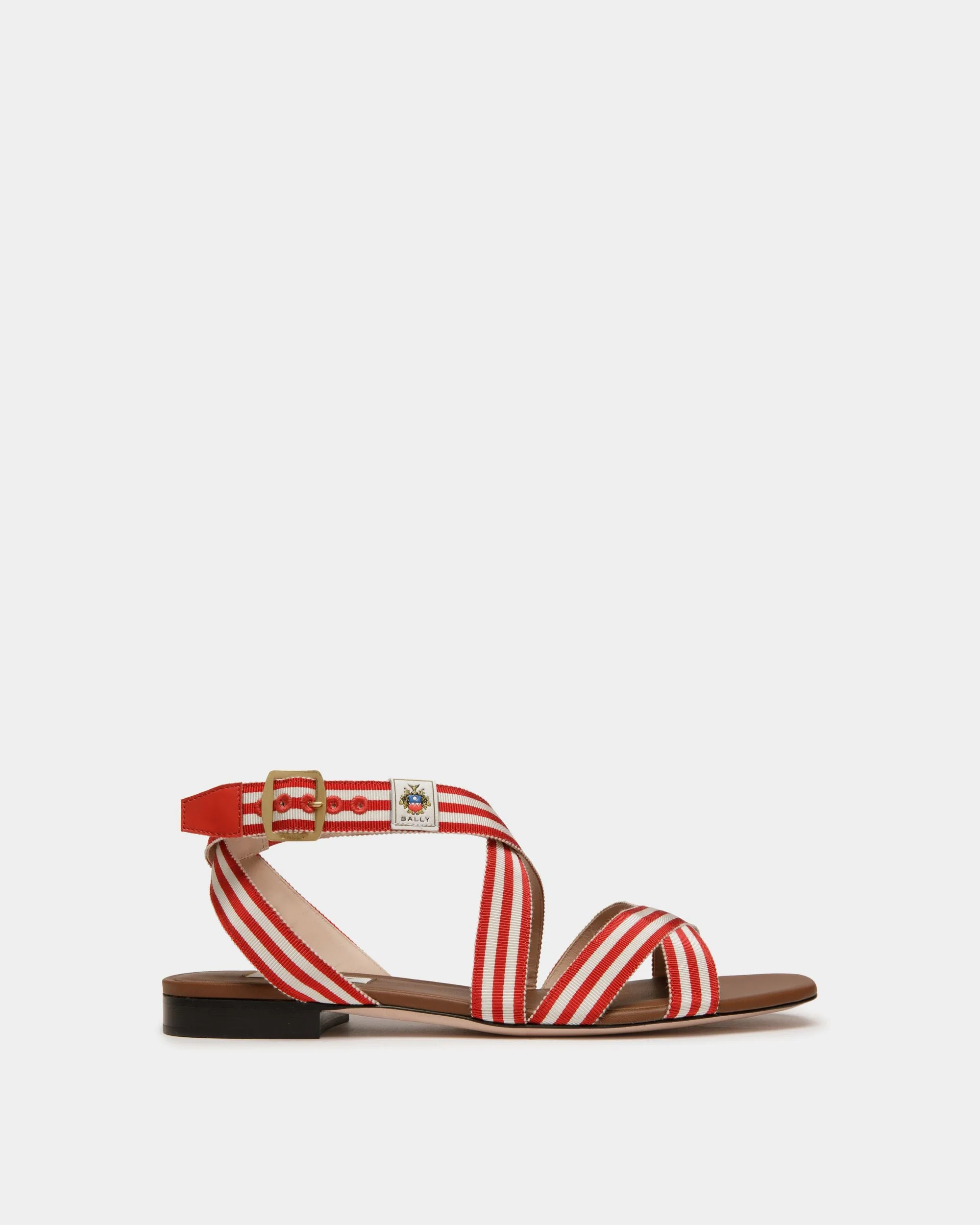 Sylt Flat Sandal in Red Fabric