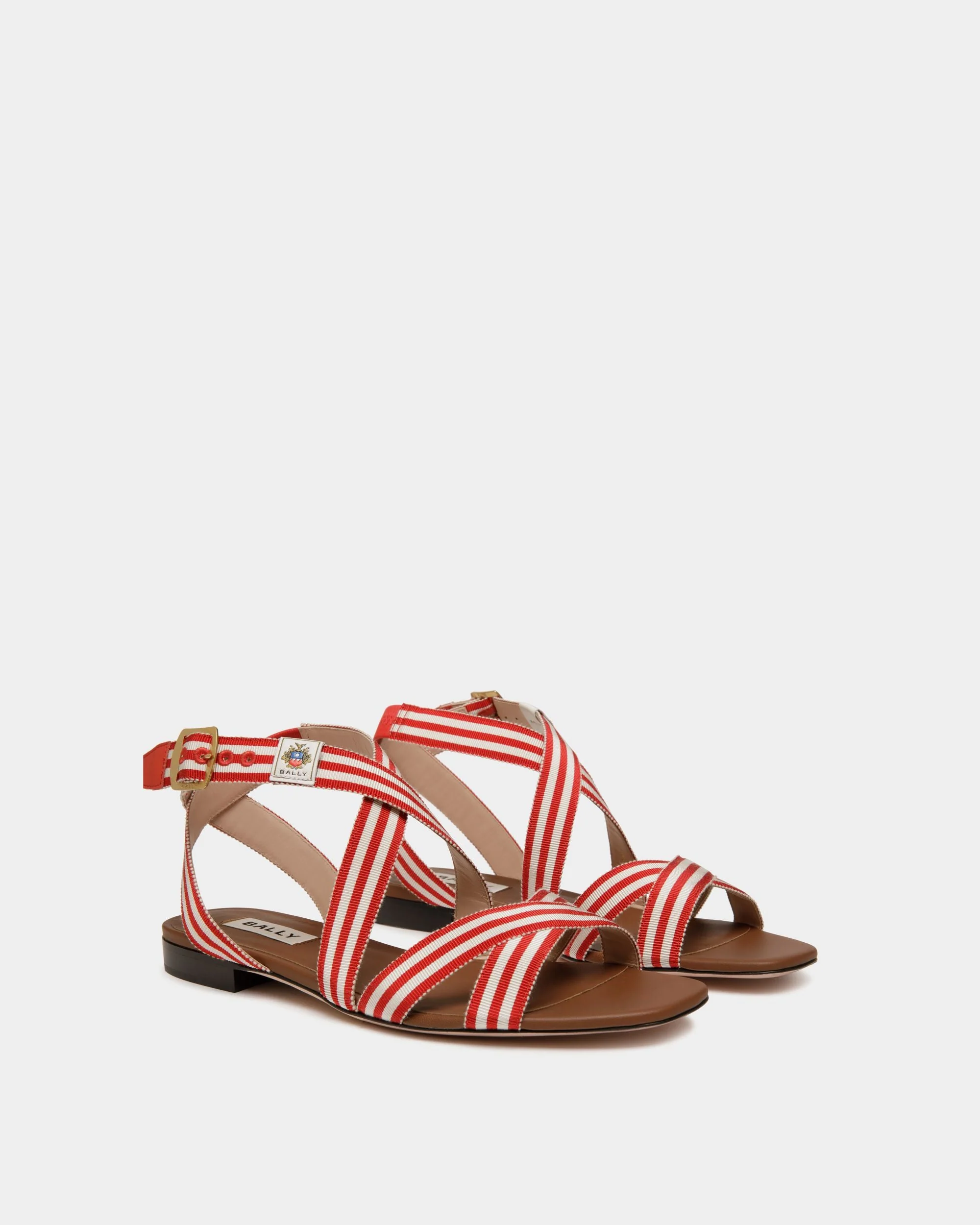 Sylt Flat Sandal in Red Fabric - Image 3