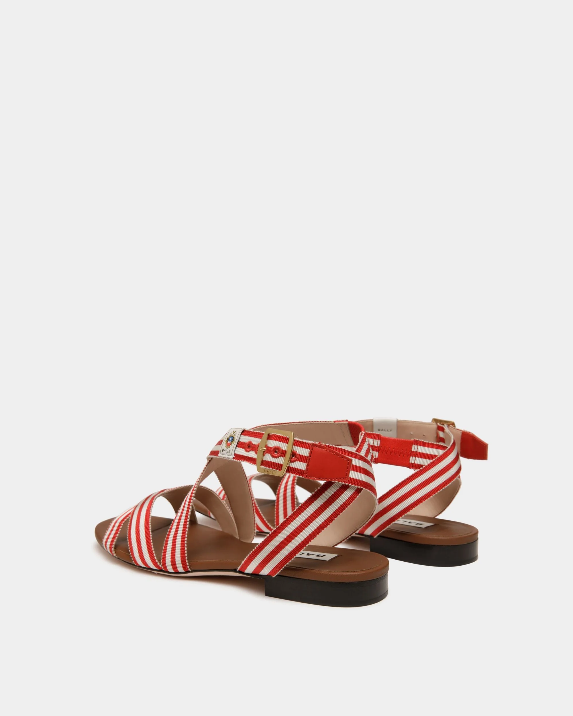 Sylt Flat Sandal in Red Fabric - Image 4