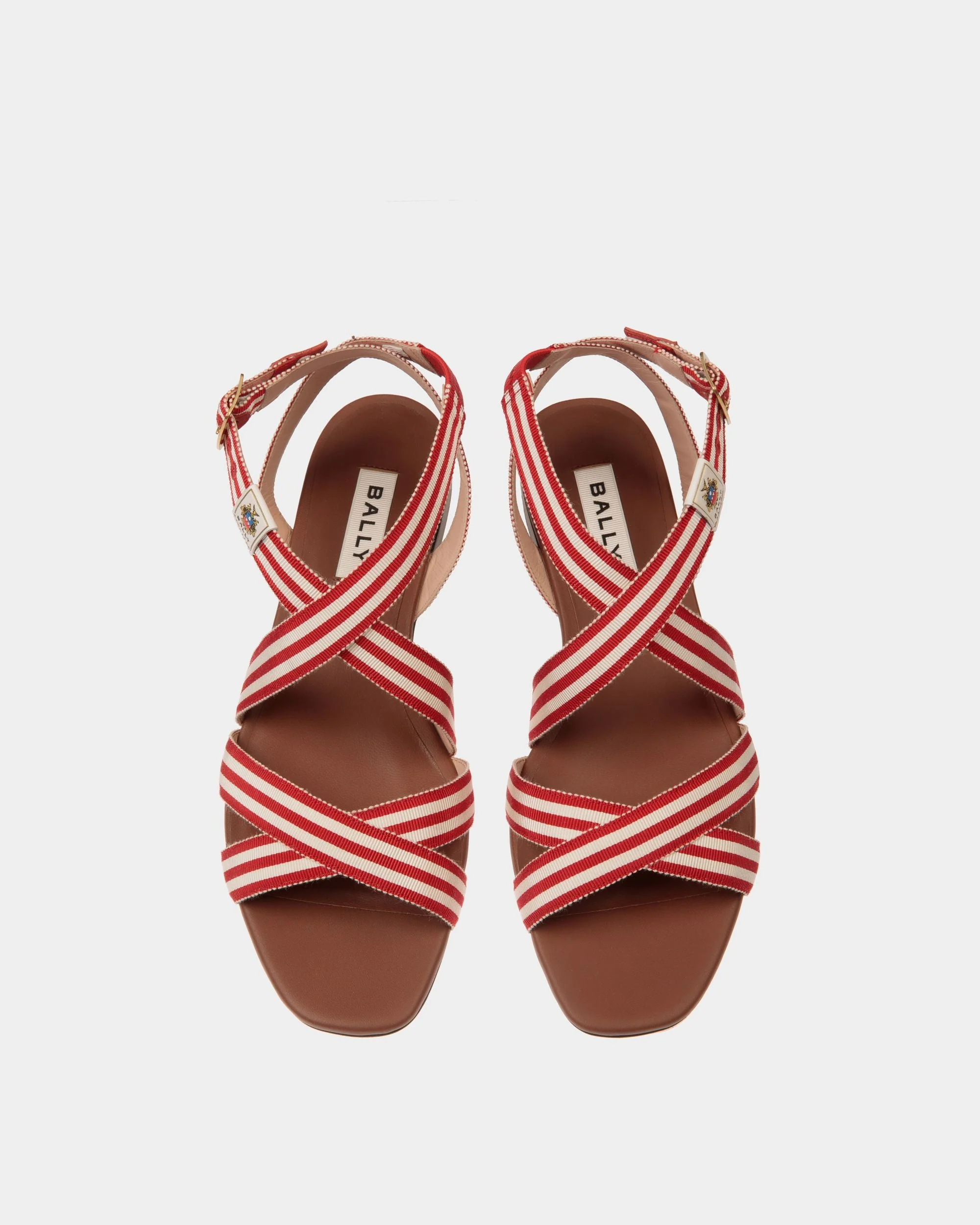 Sylt Flat Sandal in Red Fabric - Image 5