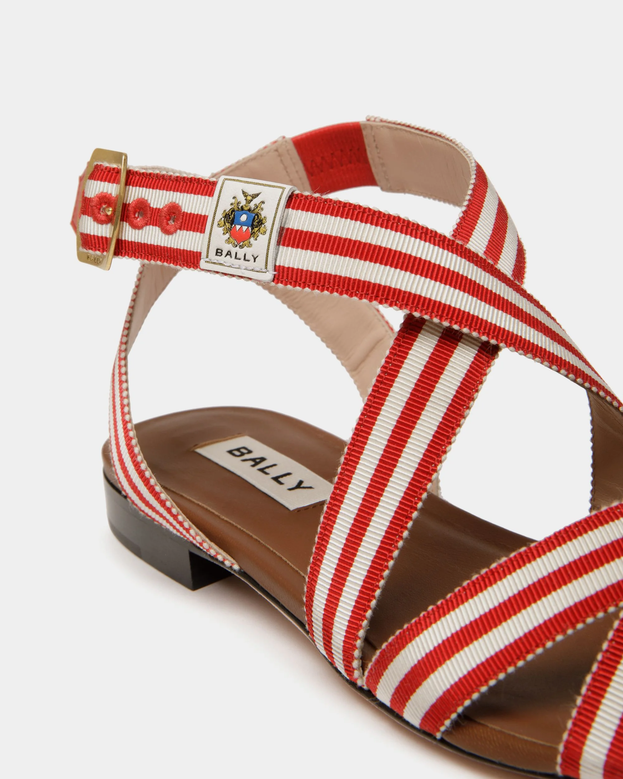 Sylt Flat Sandal in Red Fabric - Image 6