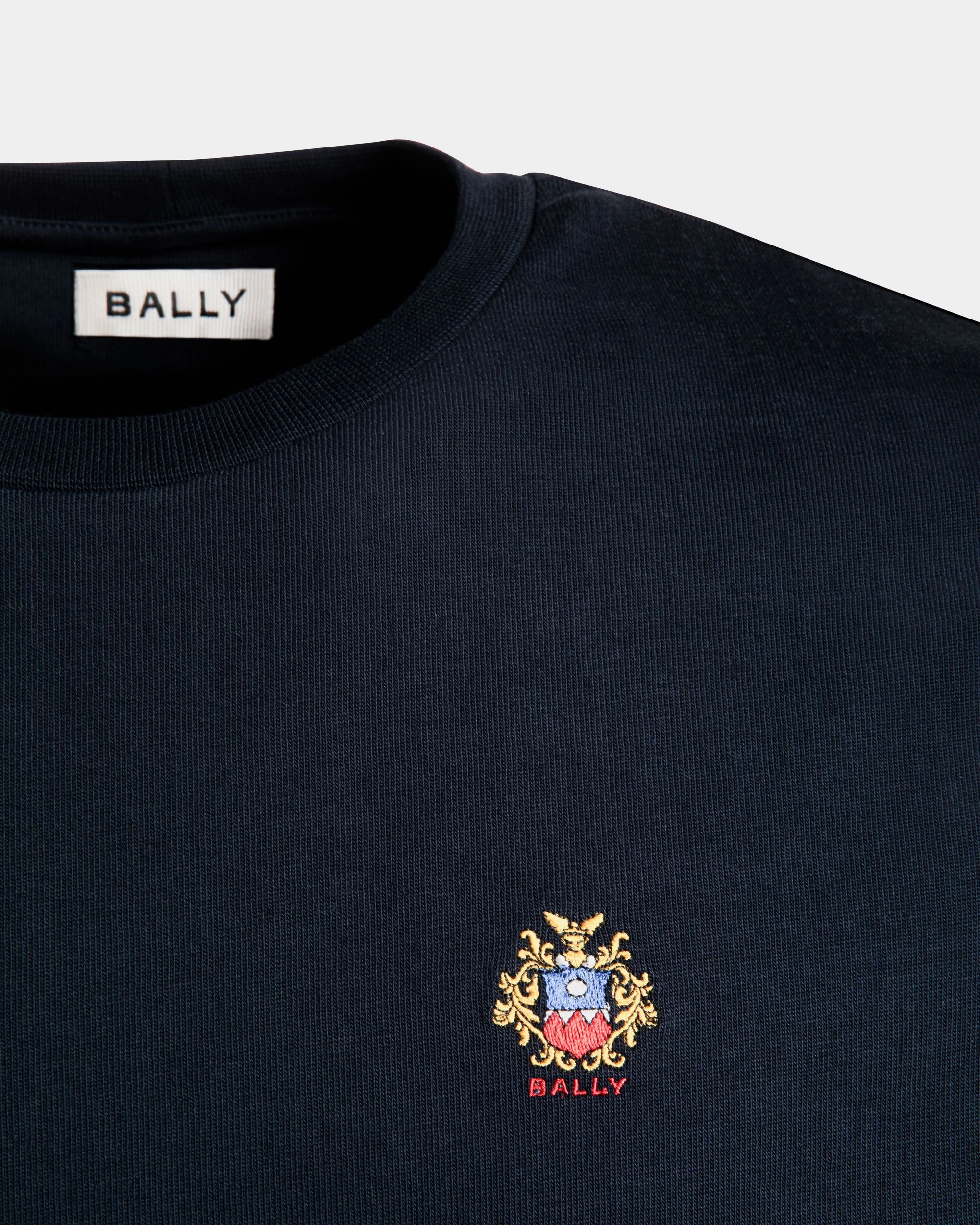 T-Shirt With a Bally Crest Logo In Navy Blue Cotton - Image 4