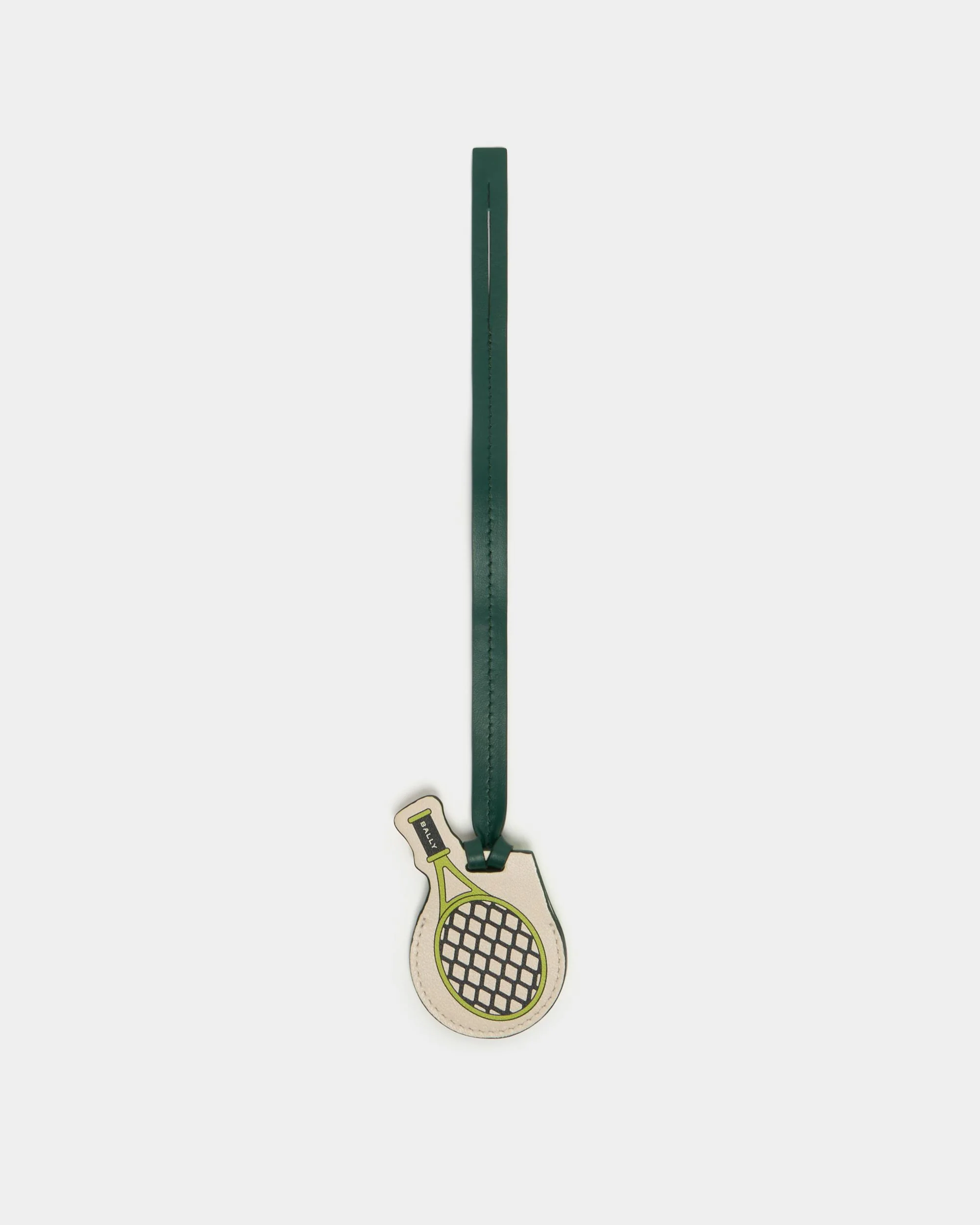 Tennis Collection Airtag in Ivory and Green Leather