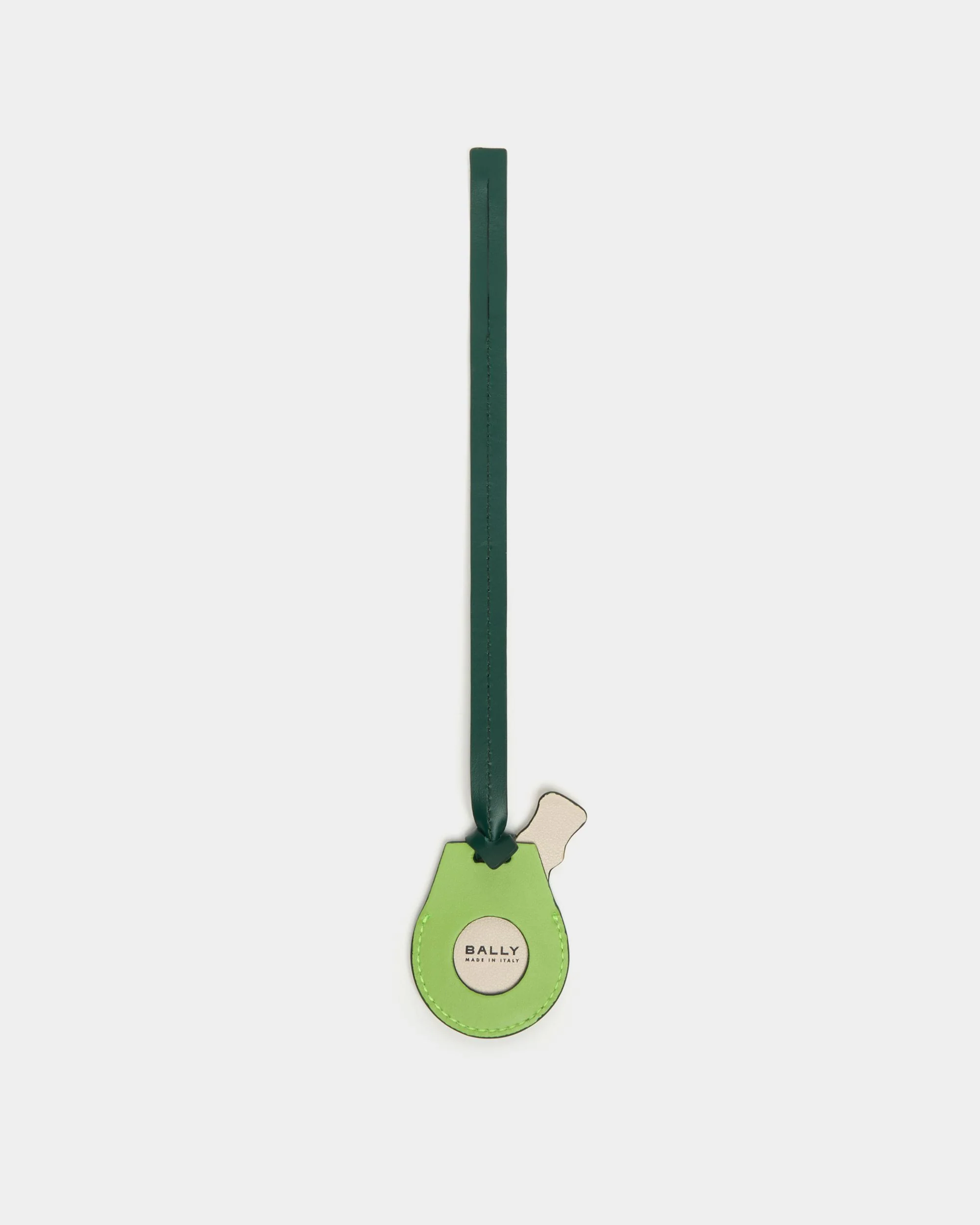 Tennis Collection Airtag in Ivory and Green Leather - Image 2