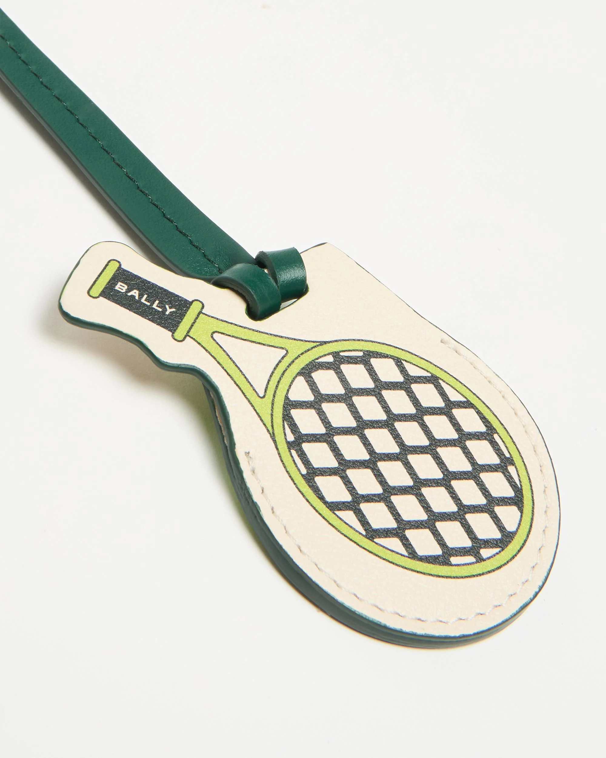 Tennis Collection Airtag in Ivory and Green Leather - Image 3