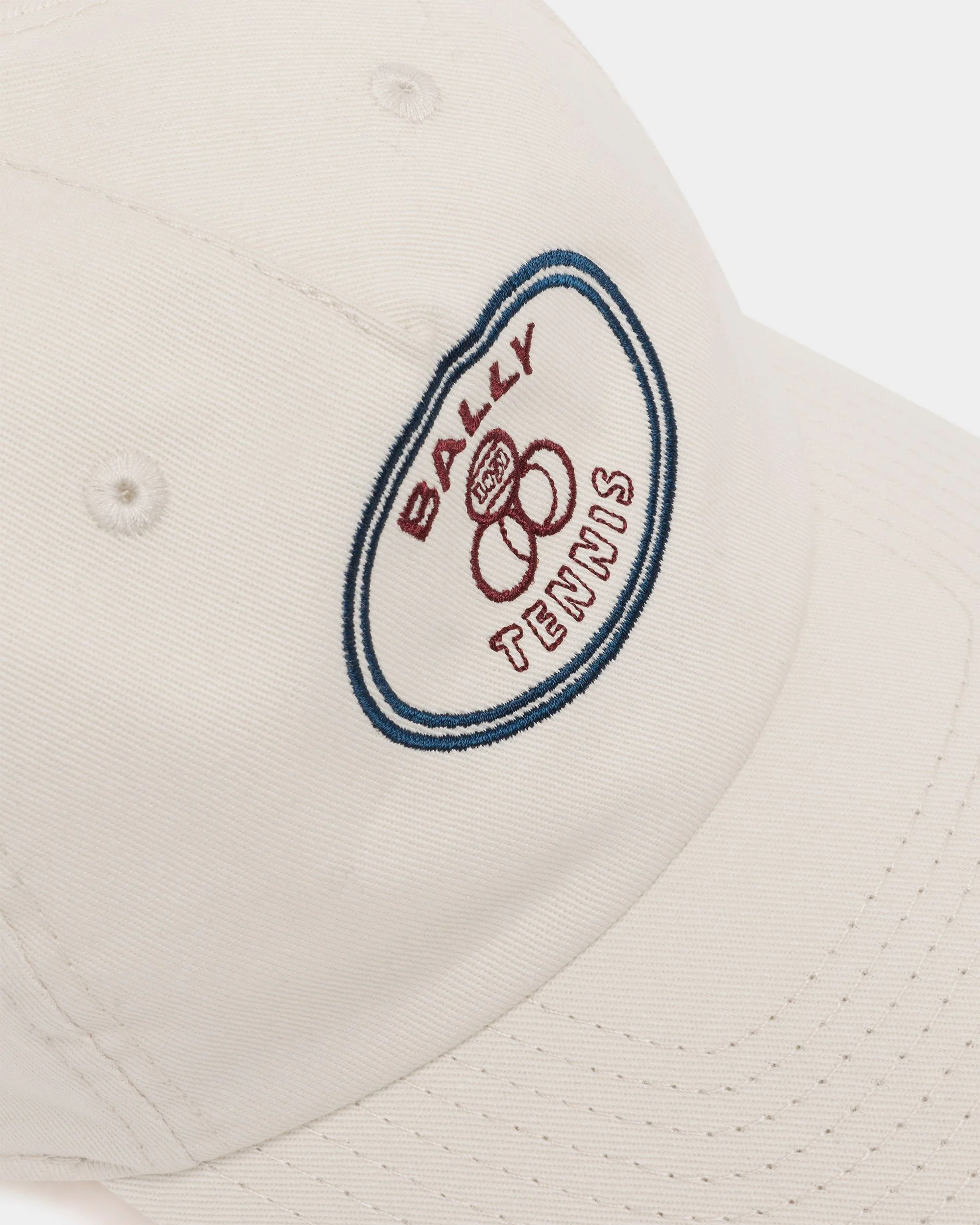 Tennis Collection Baseball Hat in Ivory Cotton with Embroidery - Image 4