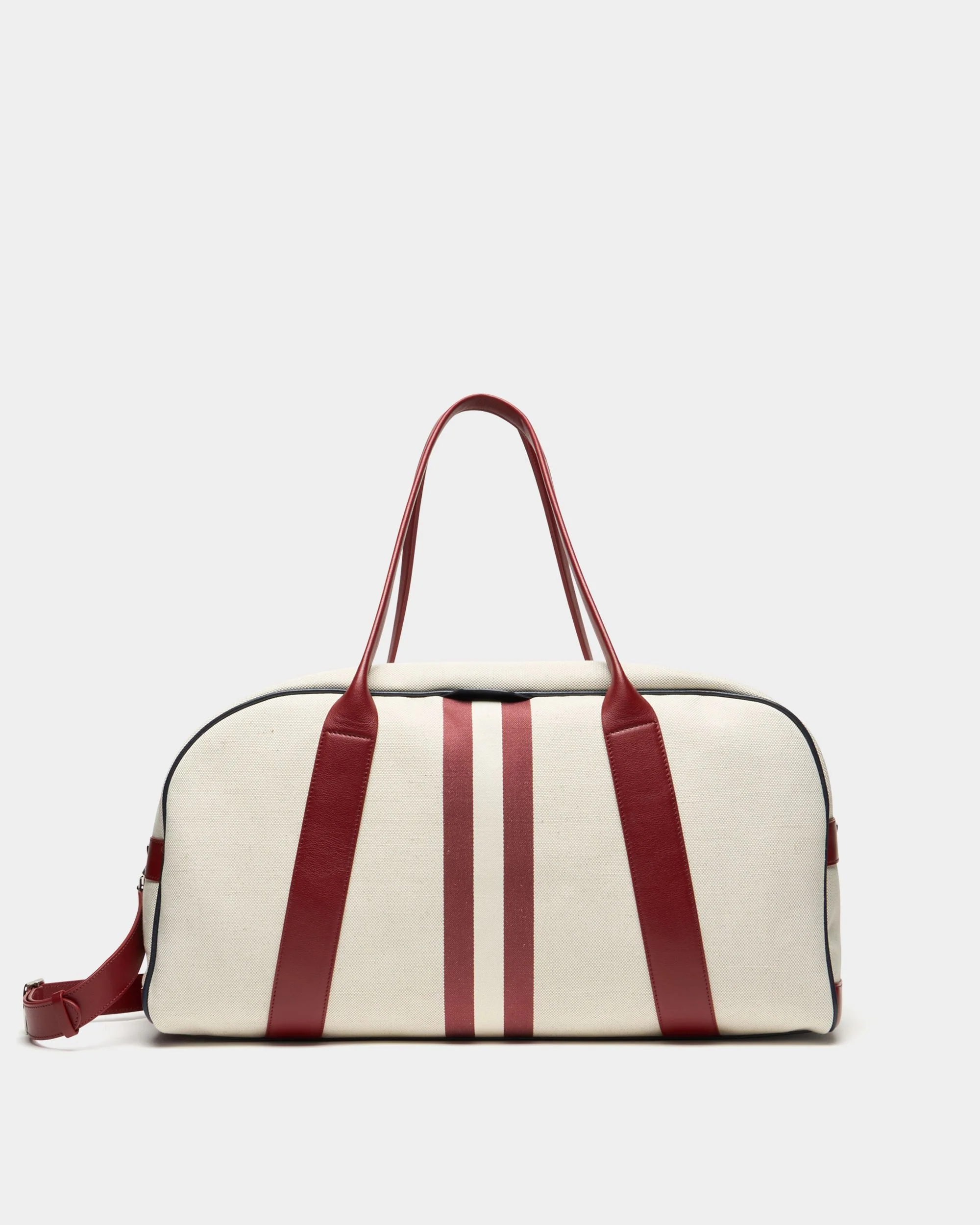 Tennis Collection Duffle Bag in Natural Cotton Canvas and Leather
