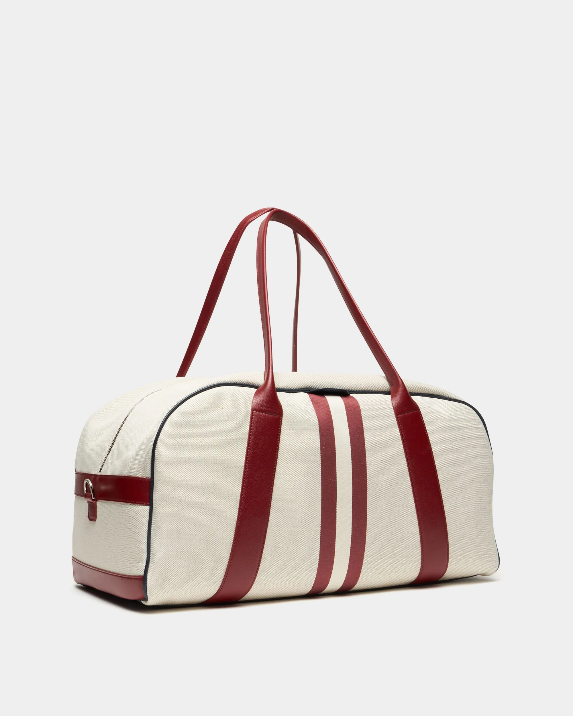 Tennis Collection Duffle Bag in Natural Cotton Canvas and Leather - Image 4