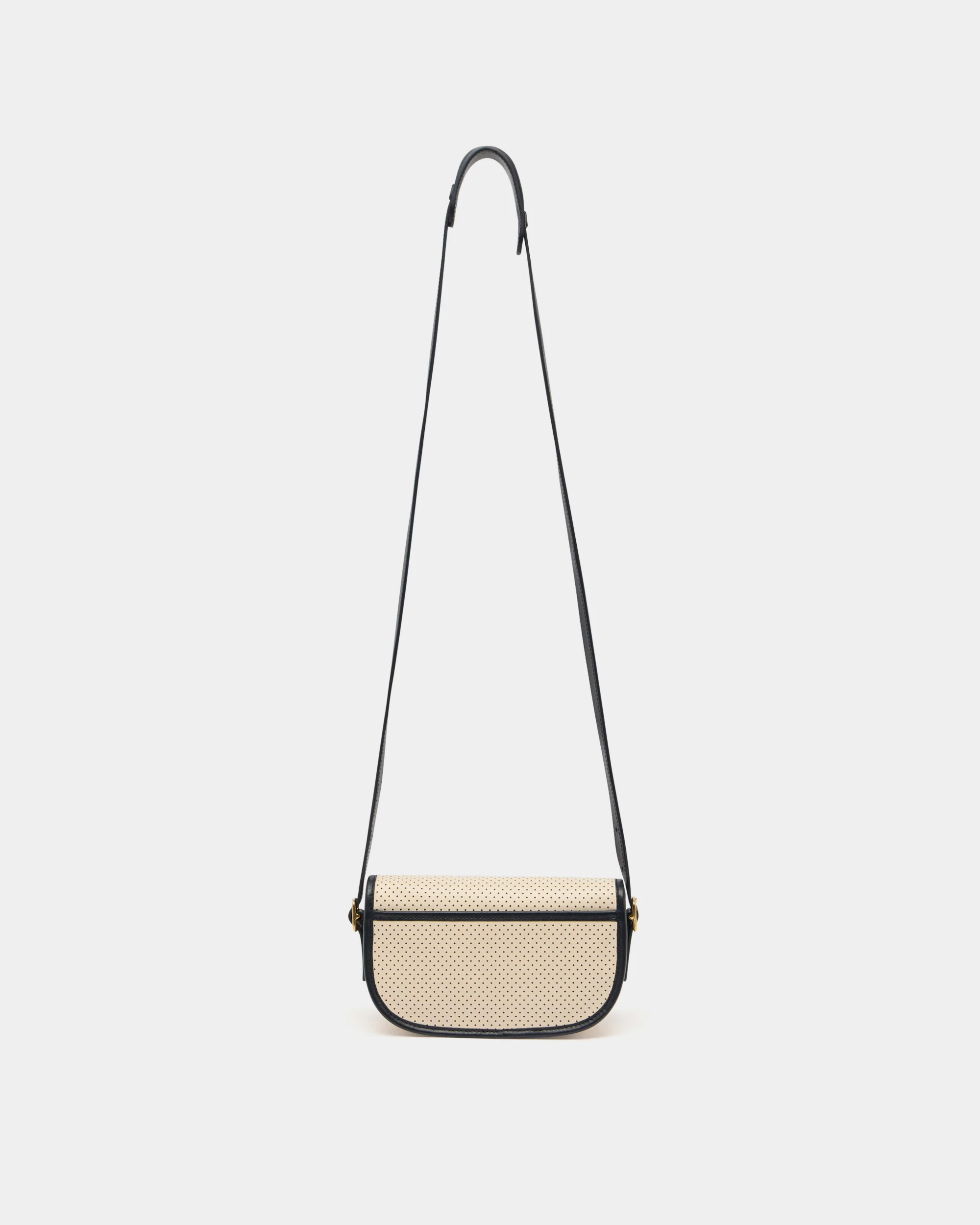 Tennis Collection Minibag in Ivory and Blue Perforated Leather - Image 3