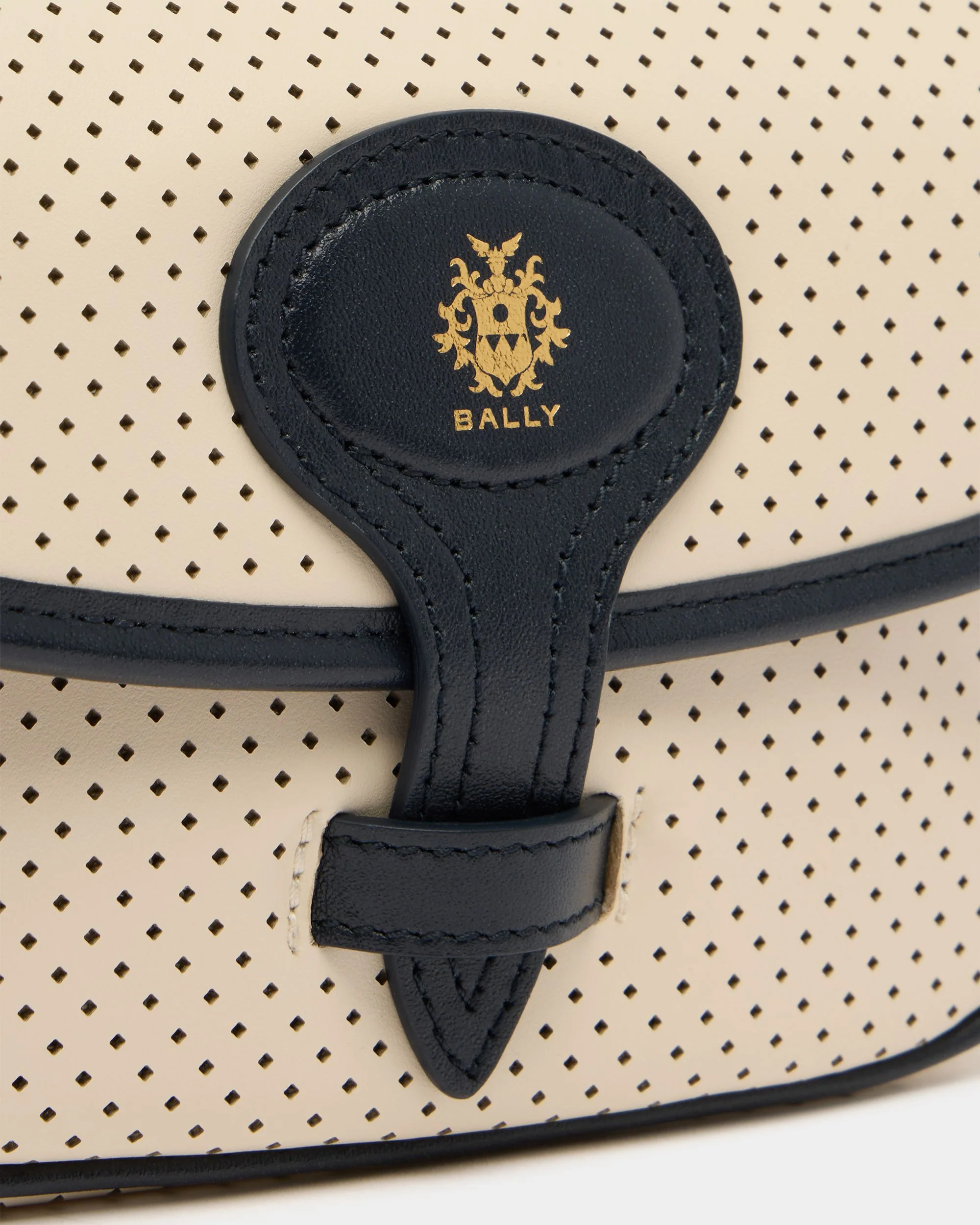 Tennis Collection Minibag in Ivory and Blue Perforated Leather - Image 6