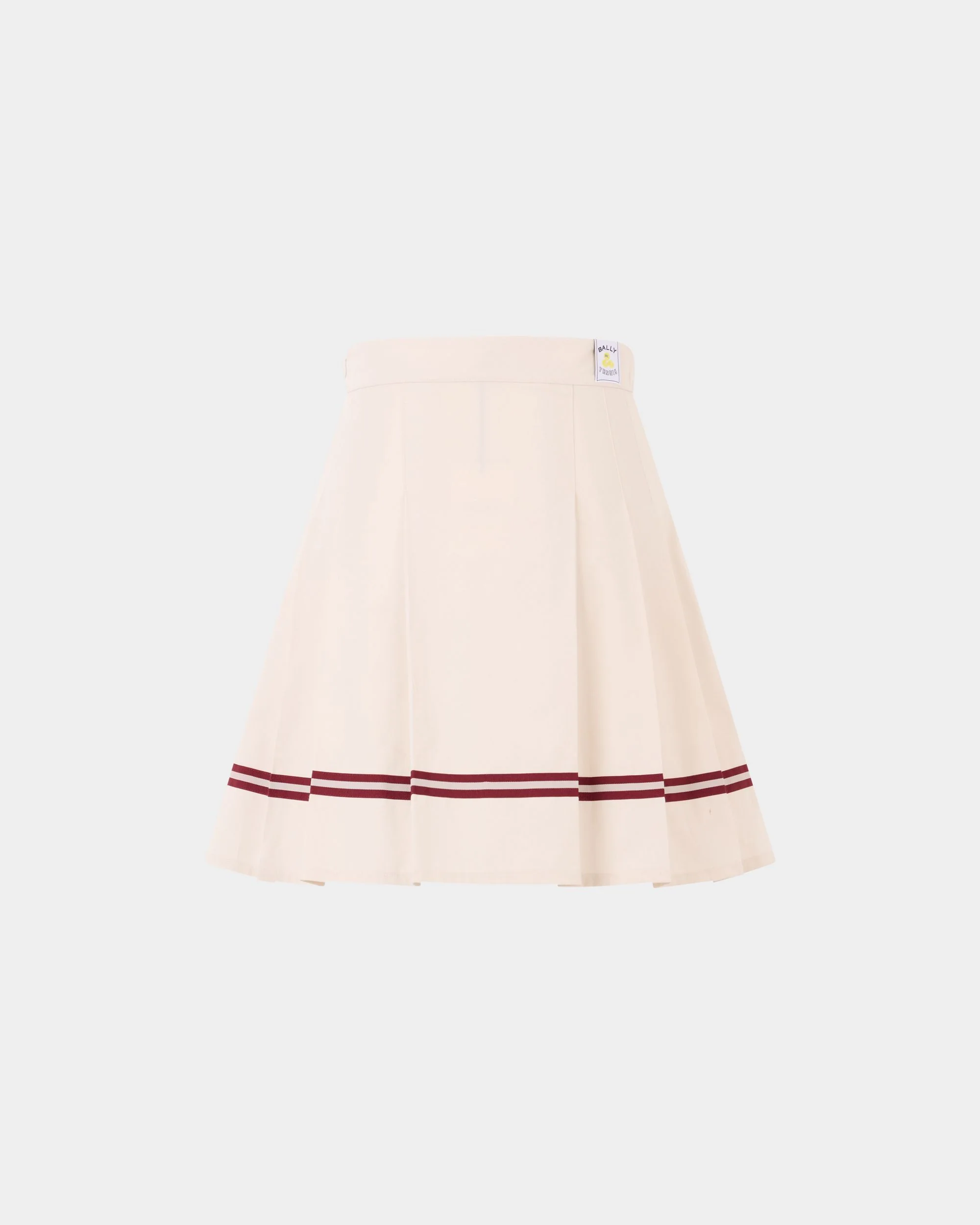 Tennis Collection Skirt With Bally Ribbon Details in Ivory Cotton - Image 7