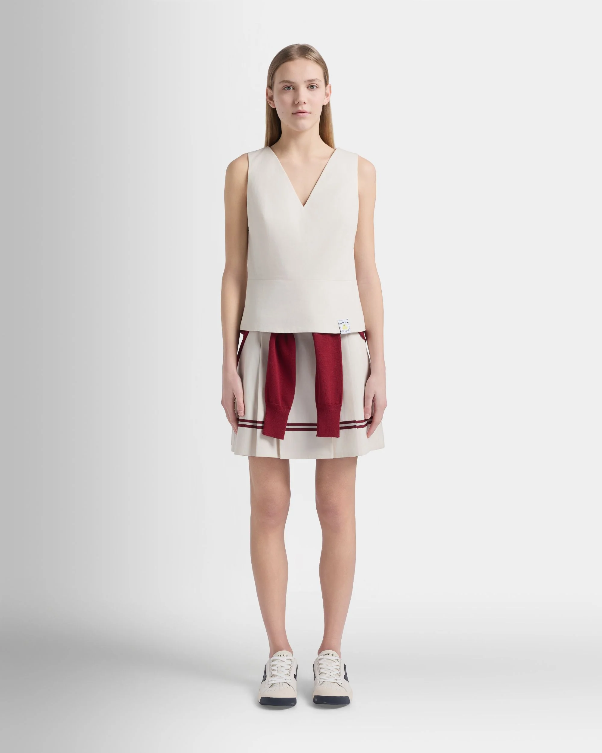 Tennis Collection Sleeveless Top in Ivory Cotton - Image 2