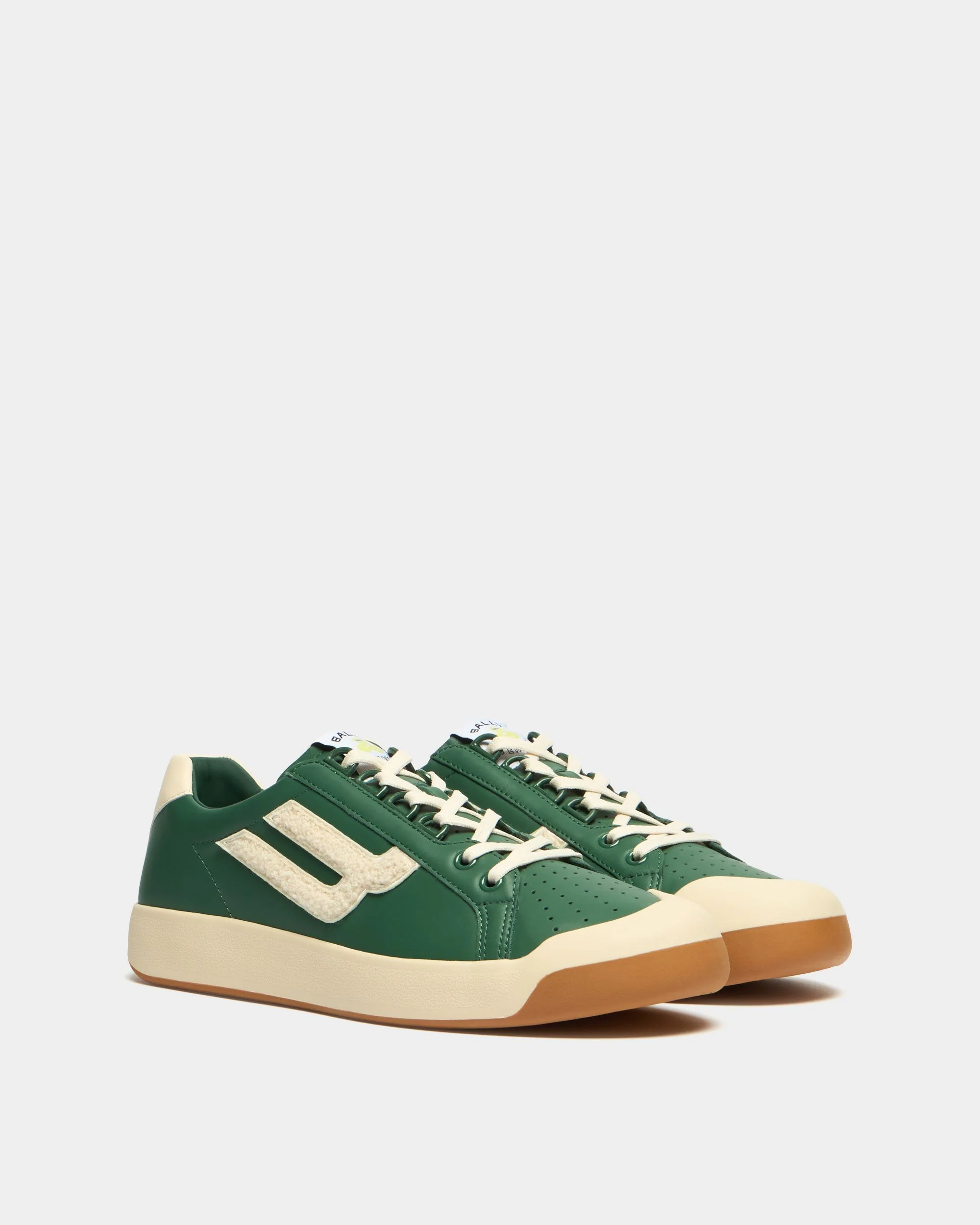 Tennis Collection Sneaker in Green and White Leather - Image 3