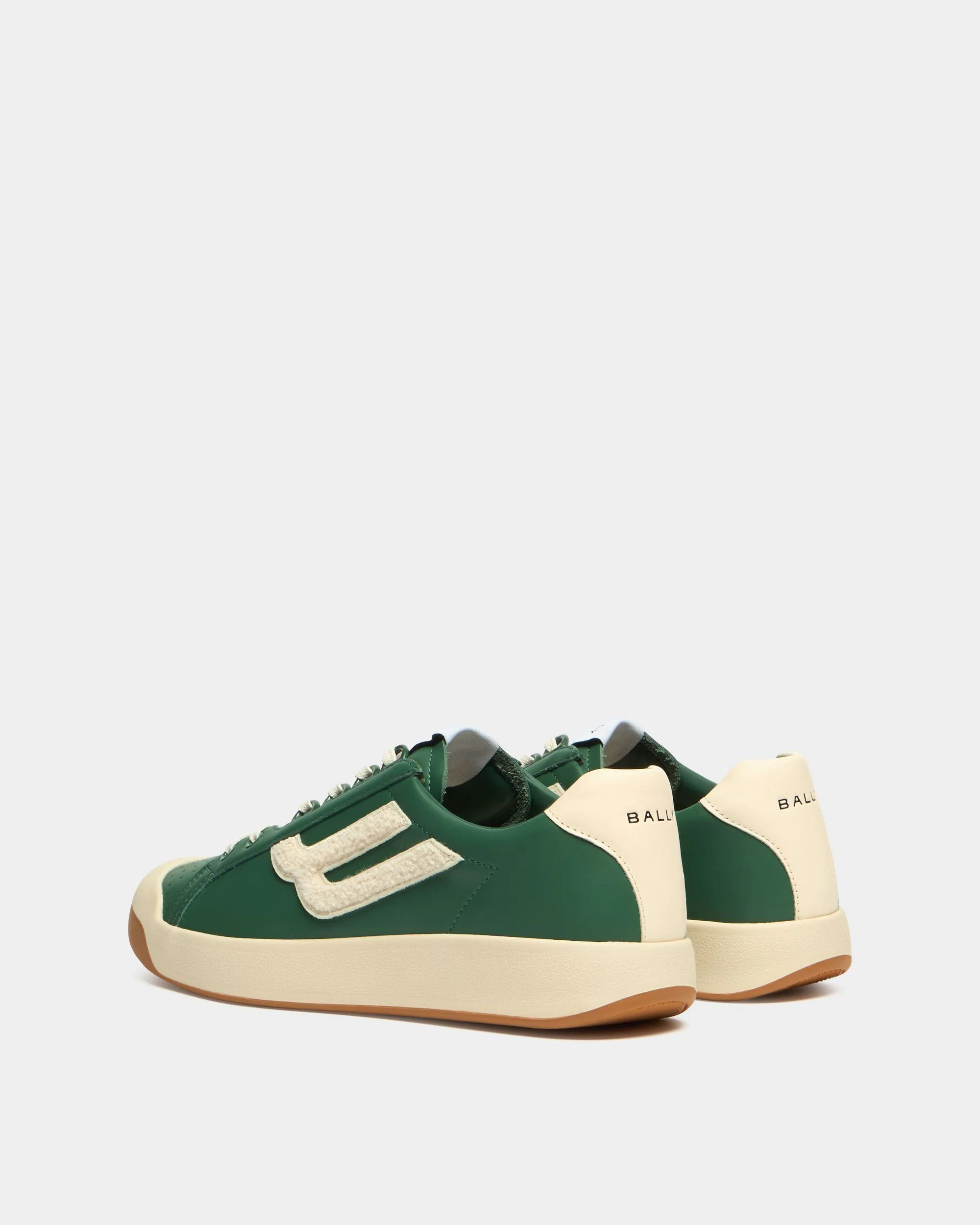 Tennis Collection Sneaker in Green and White Leather - Image 4