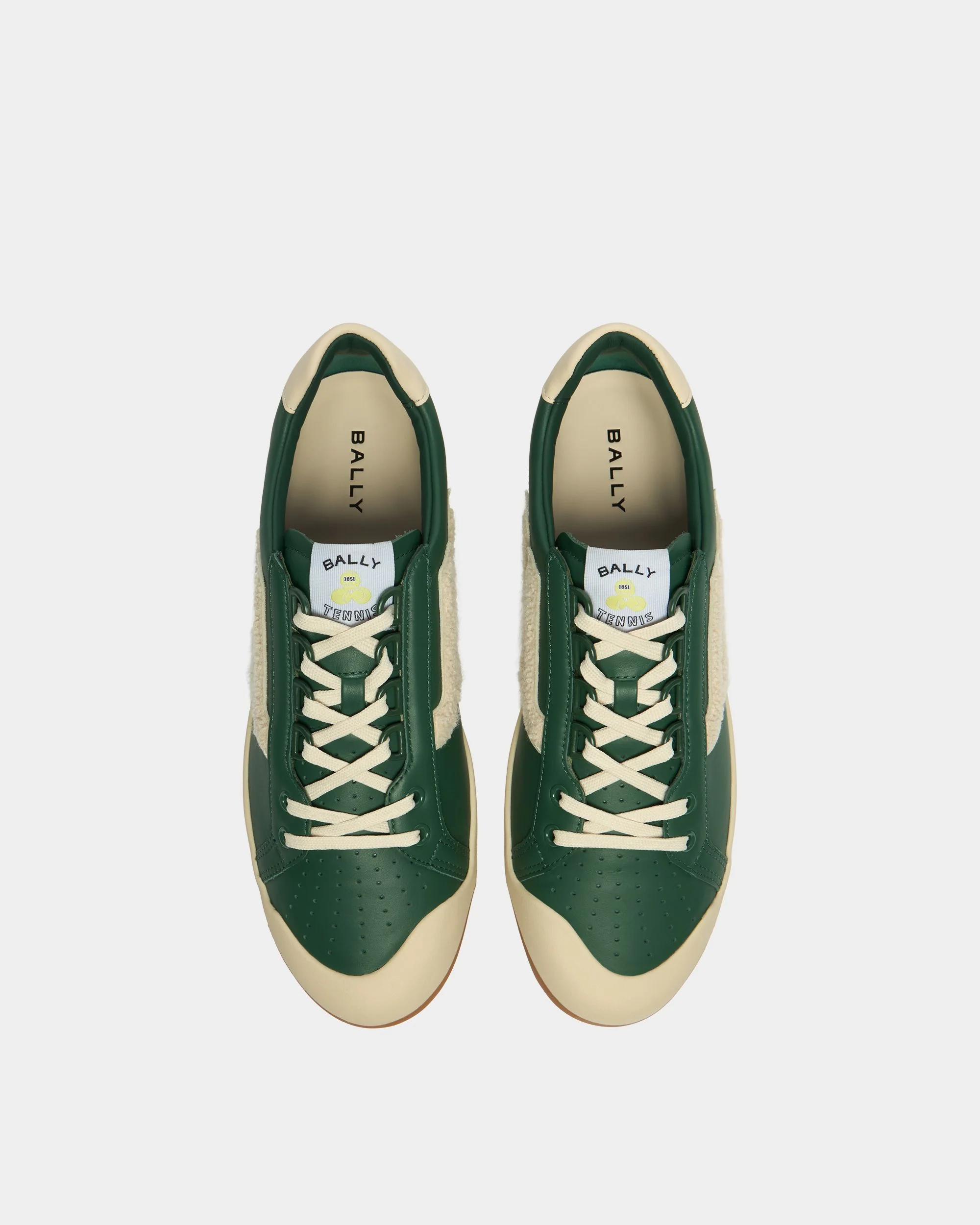 Tennis Collection Sneaker in Green and White Leather - Image 5